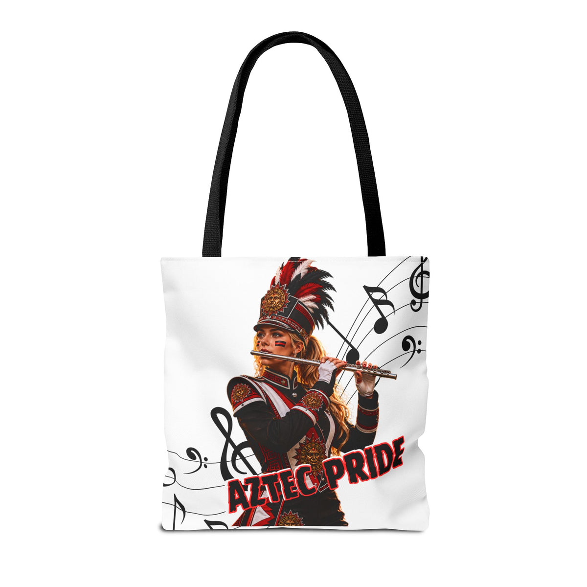Aztec Flute Warrior Tote Bag | Aztec-Inspired AI Art • Made & Shipped in the USA • 🚚 FREE USA Shipping • FREE Personalization