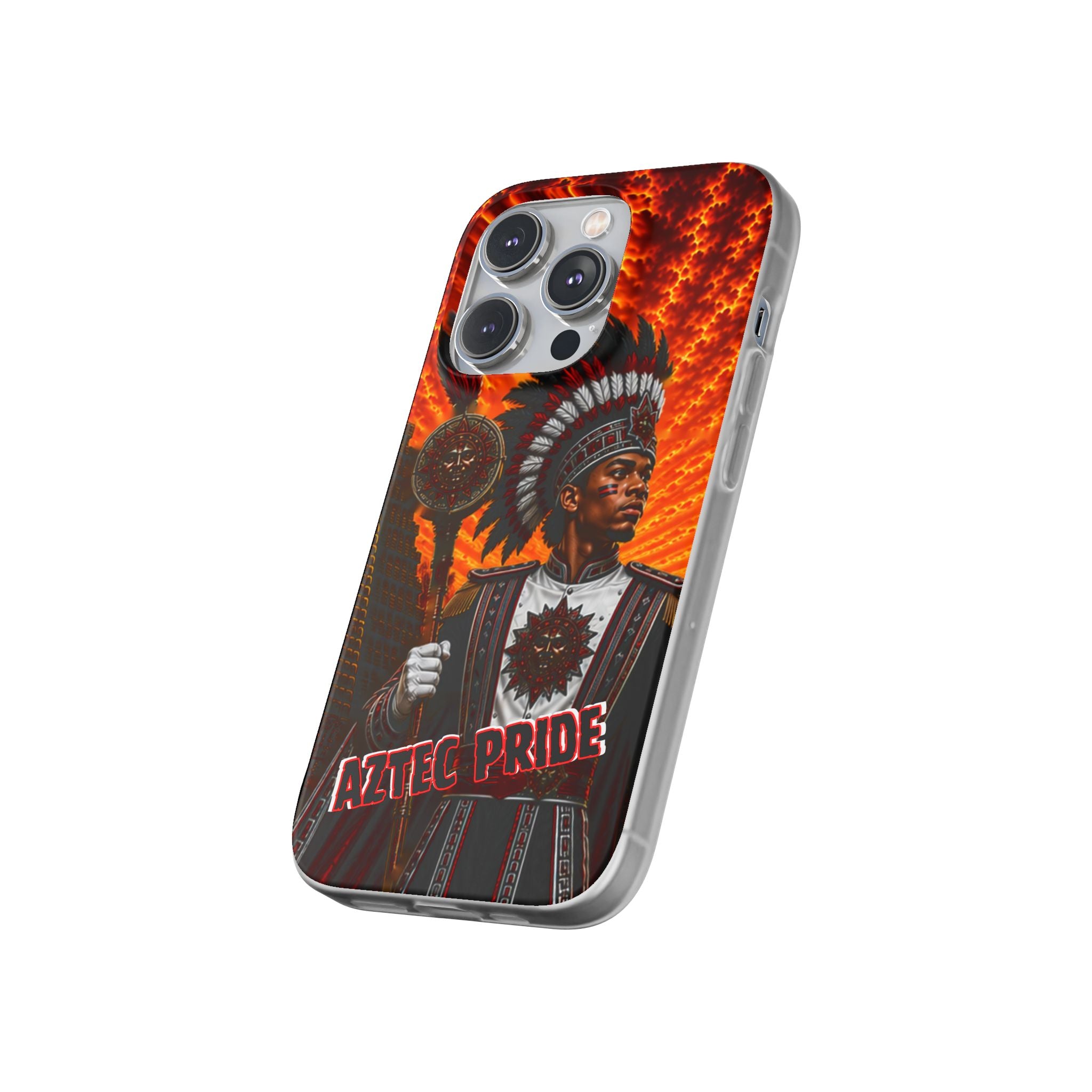 Aztec Drum Major Warrior – Flexi Phone Case (iPhone & Samsung • Clear TPU • Made & Shipped in the USA • 🚚 FREE USA Shipping • Personalized Option)