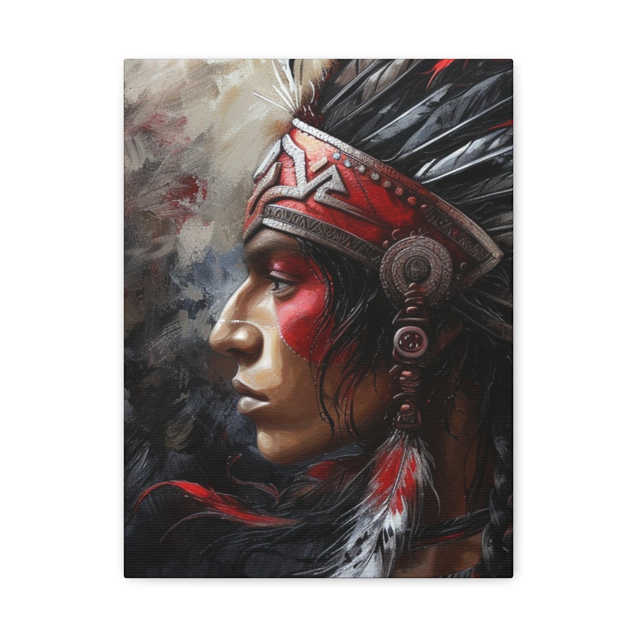 Aztec Silent Warrior – Bold Aztec Wall Art Canvas