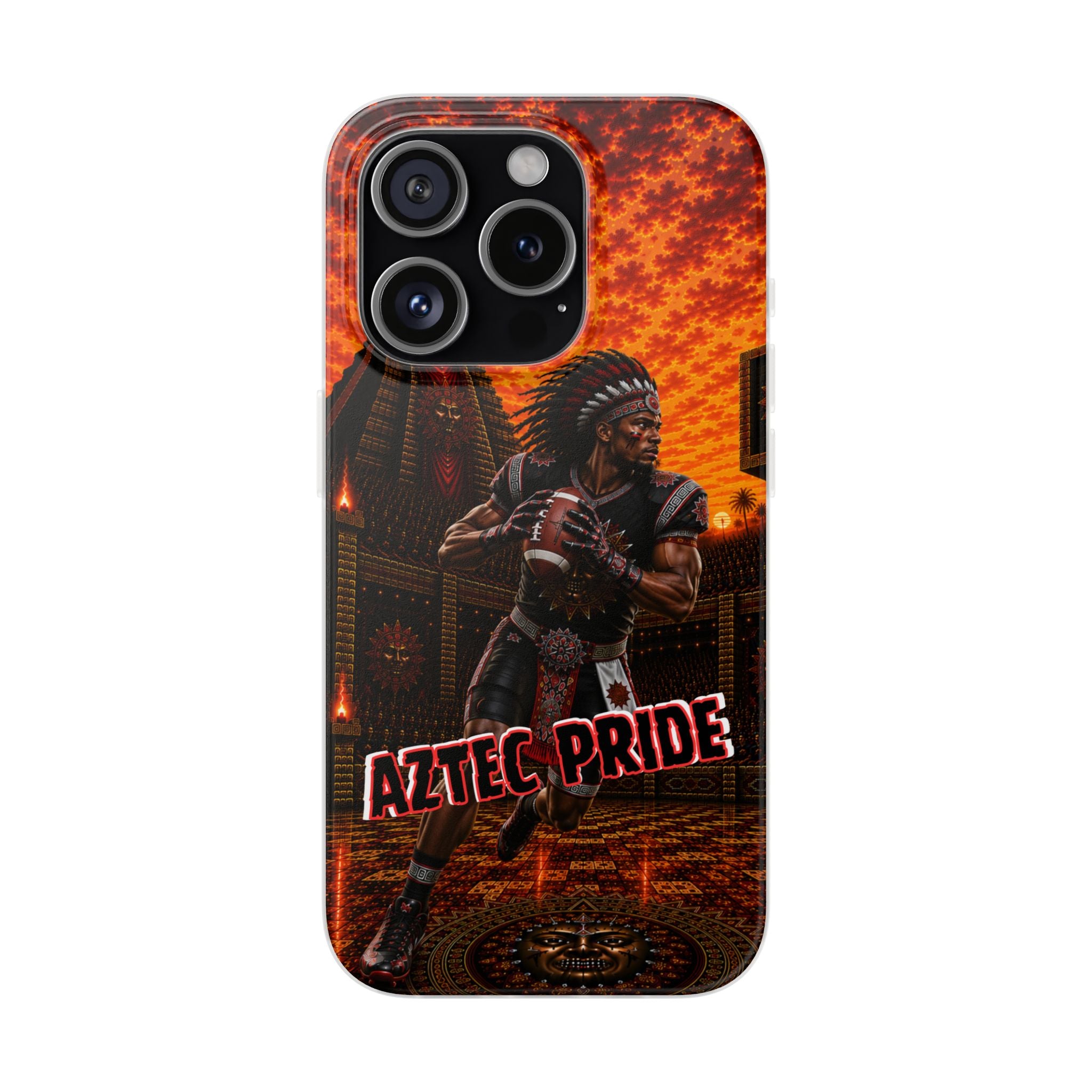 Aztec Football Warrior – Flexi Phone Case (iPhone & Samsung • Clear TPU • Made & Shipped in the USA • 🚚 FREE USA Shipping • Personalized Option)