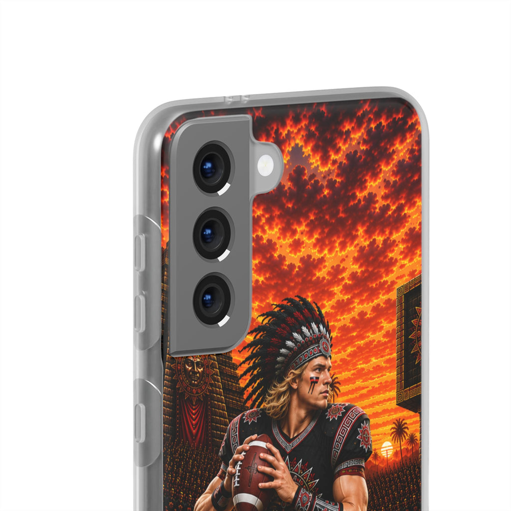 Aztec Football Warrior – Flexi Phone Case (iPhone & Samsung • Clear TPU • Made & Shipped in the USA • 🚚 FREE USA Shipping • Personalized Option)