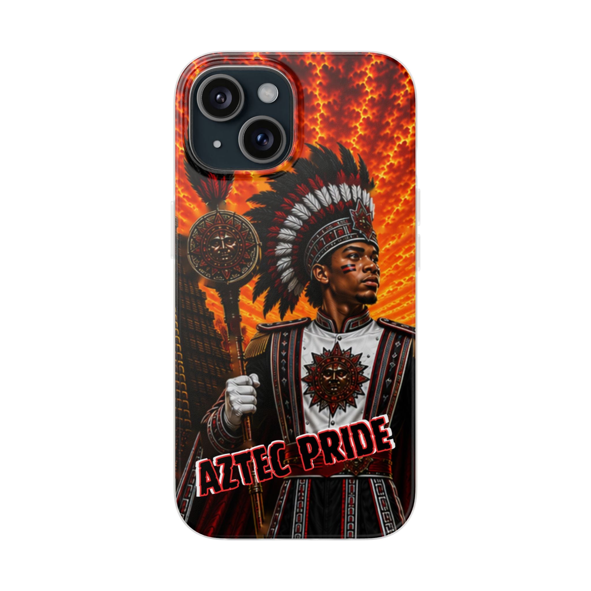 Aztec Drum Major Warrior – Flexi Phone Case (iPhone & Samsung • Clear TPU • Made & Shipped in the USA • 🚚 FREE USA Shipping • Personalized Option)
