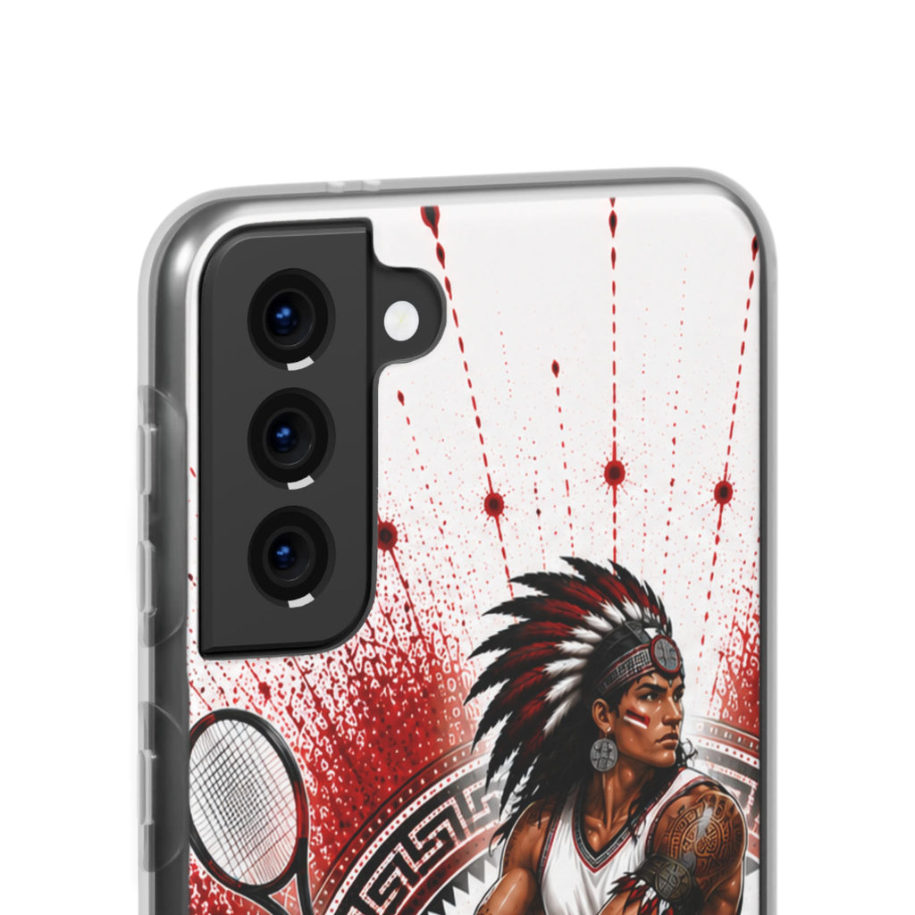 Aztec Tennis Male Warrior – Flexi Phone Case (iPhone & Samsung • Clear TPU • Made & Shipped in the USA • 🚚 FREE USA Shipping • Personalized Option)