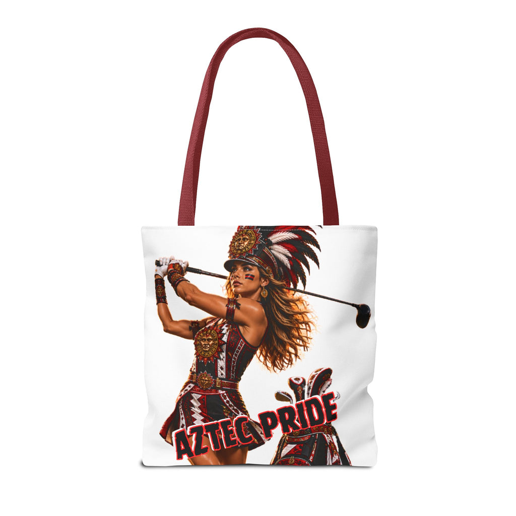 Aztec Golf Female Warrior Tote Bag | Aztec-Inspired AI Art • Made & Shipped in the USA • 🚚 FREE USA Shipping • FREE Personalization