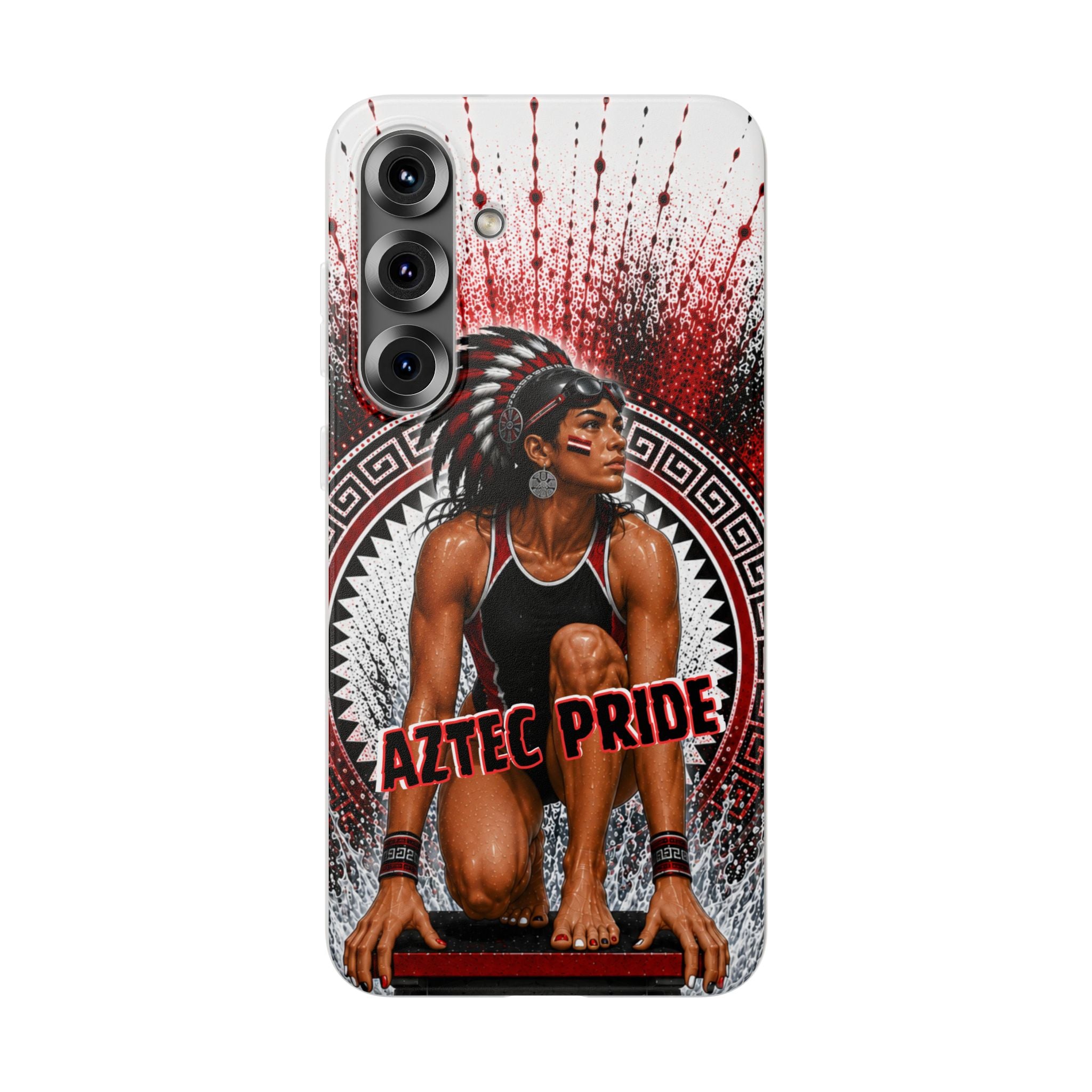 Aztec Swim & Dive Warrior – Flexi Phone Case (iPhone & Samsung • Clear TPU • Made & Shipped in the USA • 🚚 FREE USA Shipping • Personalized Option)