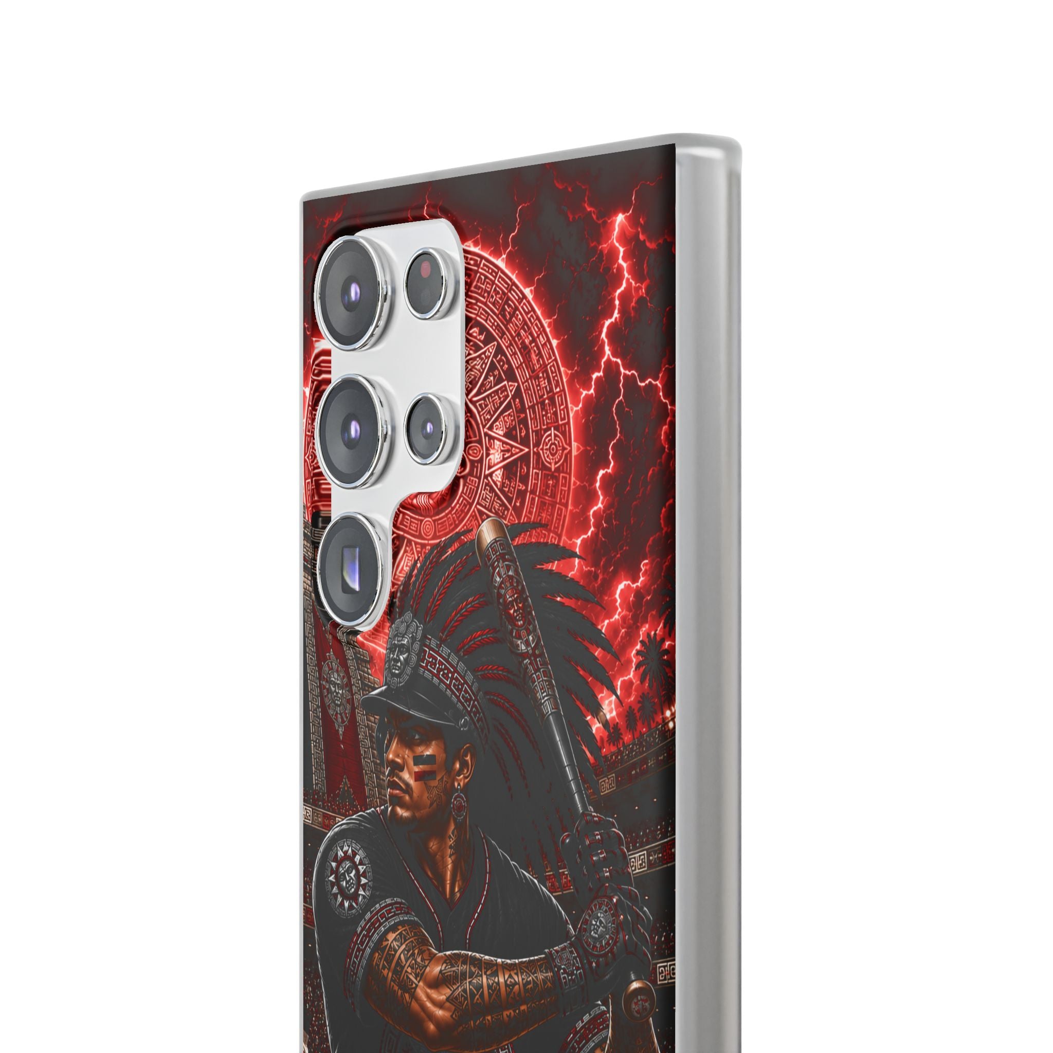 Aztec Baseball Warrior – Flexi Phone Case (iPhone & Samsung • Clear TPU • Made & Shipped in the USA • 🚚 FREE USA Shipping • Personalized Option)