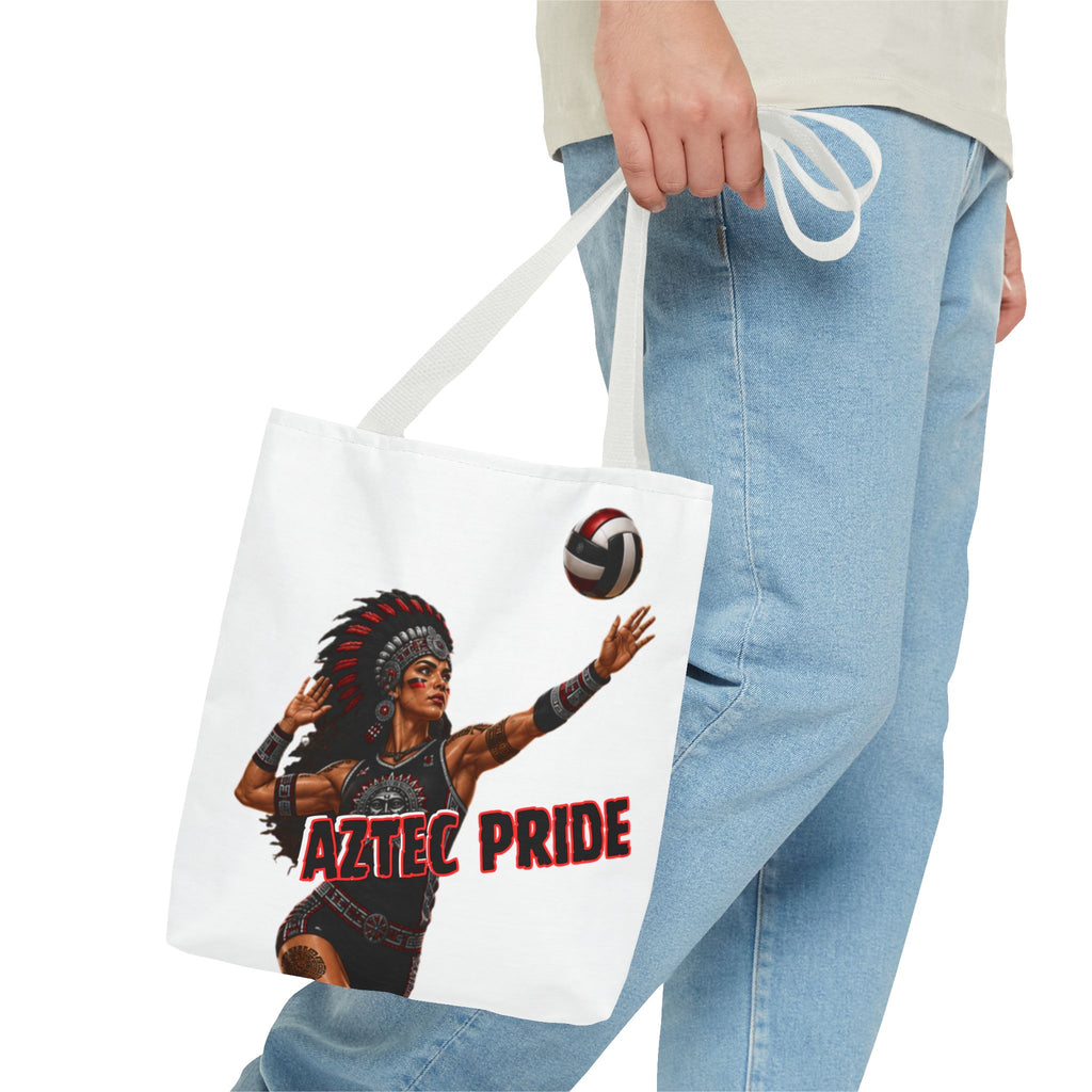 Aztec Volleyball Warrior Tote Bag | Aztec-Inspired AI Art • Made & Shipped in the USA • 🚚 FREE USA Shipping • FREE Personalization