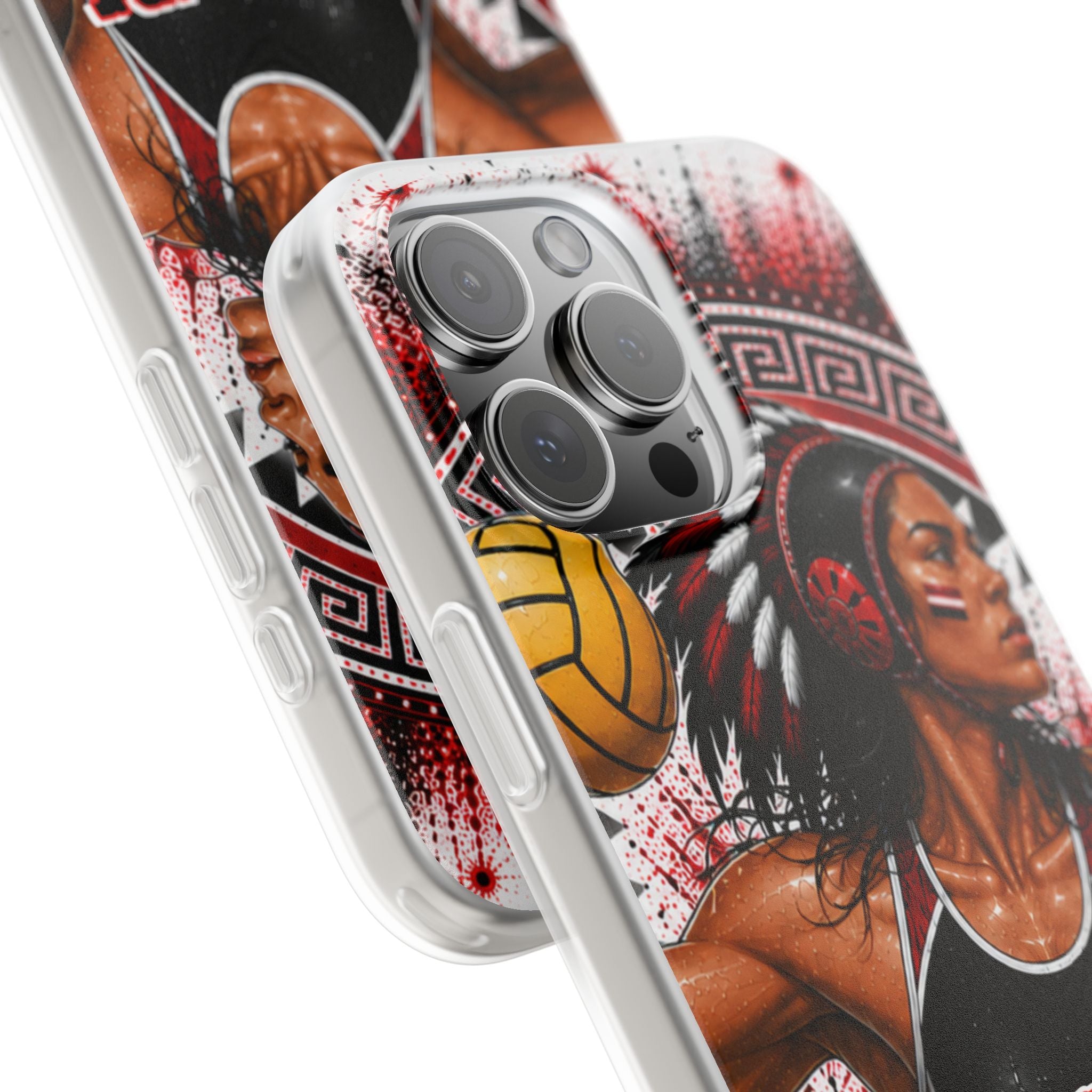 Aztec Water Polo Warrior – Flexi Phone Case (iPhone & Samsung • Clear TPU • Made in USA • Personalized Option)