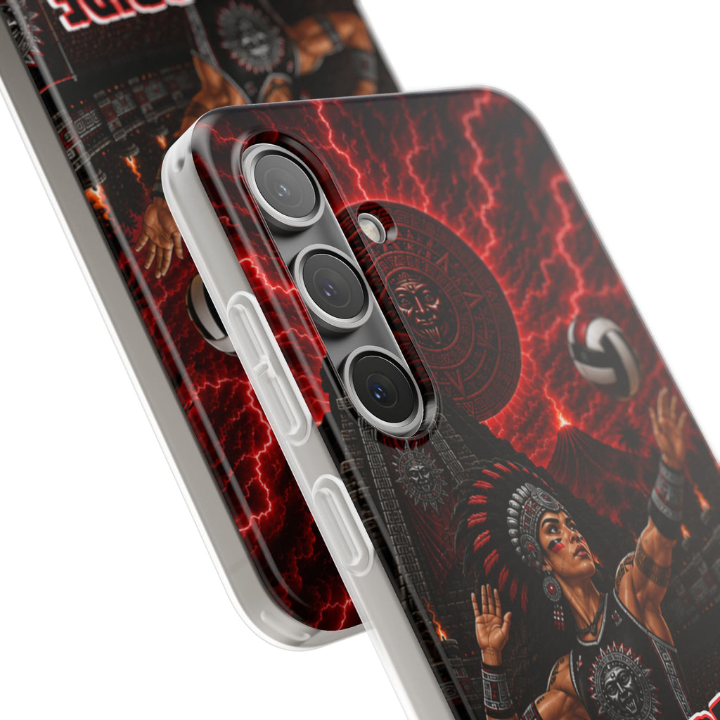 Aztec Volleyball Warrior – Flexi Phone Case (iPhone & Samsung • Clear TPU • Made & Shipped in the USA • 🚚 FREE USA Shipping • Personalized Option)