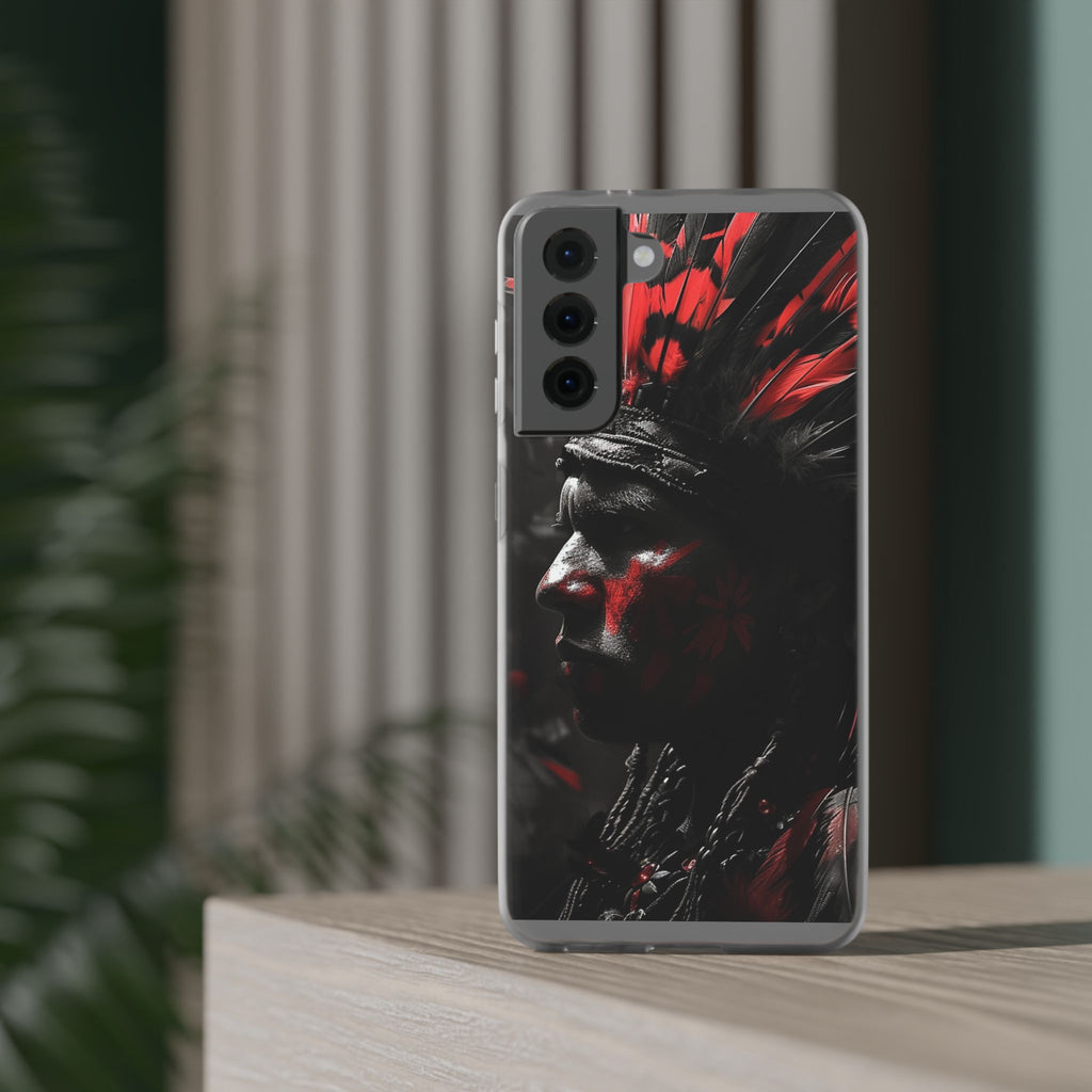 Aztec Jaguar Warrior – Flexi Phone Case (iPhone & Samsung • Clear TPU • Made in USA • Personalized Option)