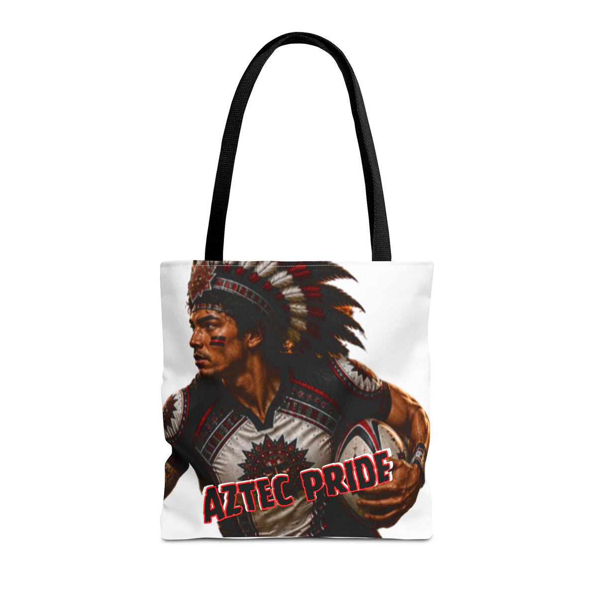 Aztec Rugby Male Warrior Tote Bag | Aztec-Inspired AI Art • Made & Shipped in the USA • 🚚 FREE USA Shipping • FREE Personalization