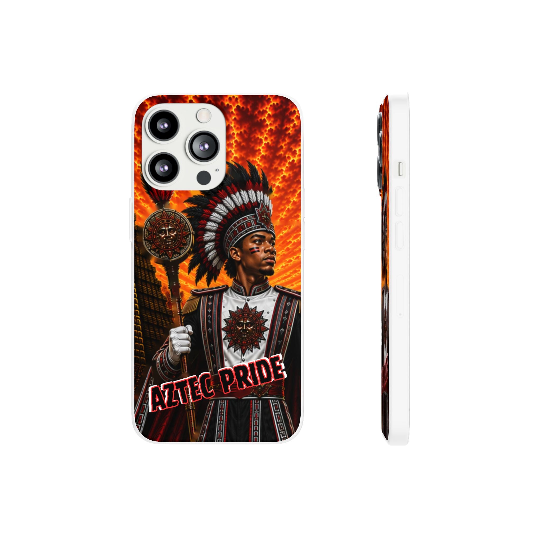 Aztec Drum Major Warrior – Flexi Phone Case (iPhone & Samsung • Clear TPU • Made & Shipped in the USA • 🚚 FREE USA Shipping • Personalized Option)