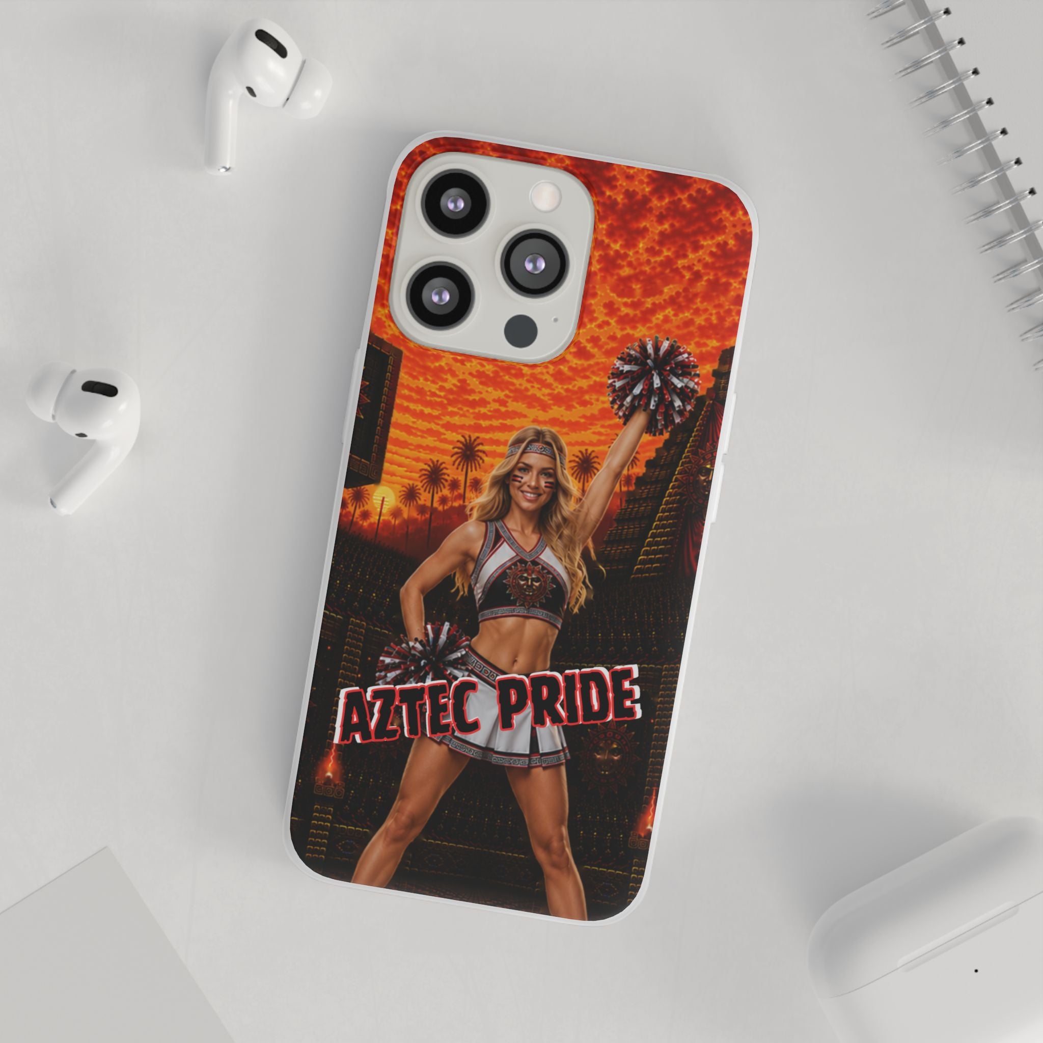 Aztec Cheerleader Warrior – Flexi Phone Case (iPhone & Samsung • Clear TPU • Made & Shipped in the USA • 🚚 FREE USA Shipping • Personalized Option)