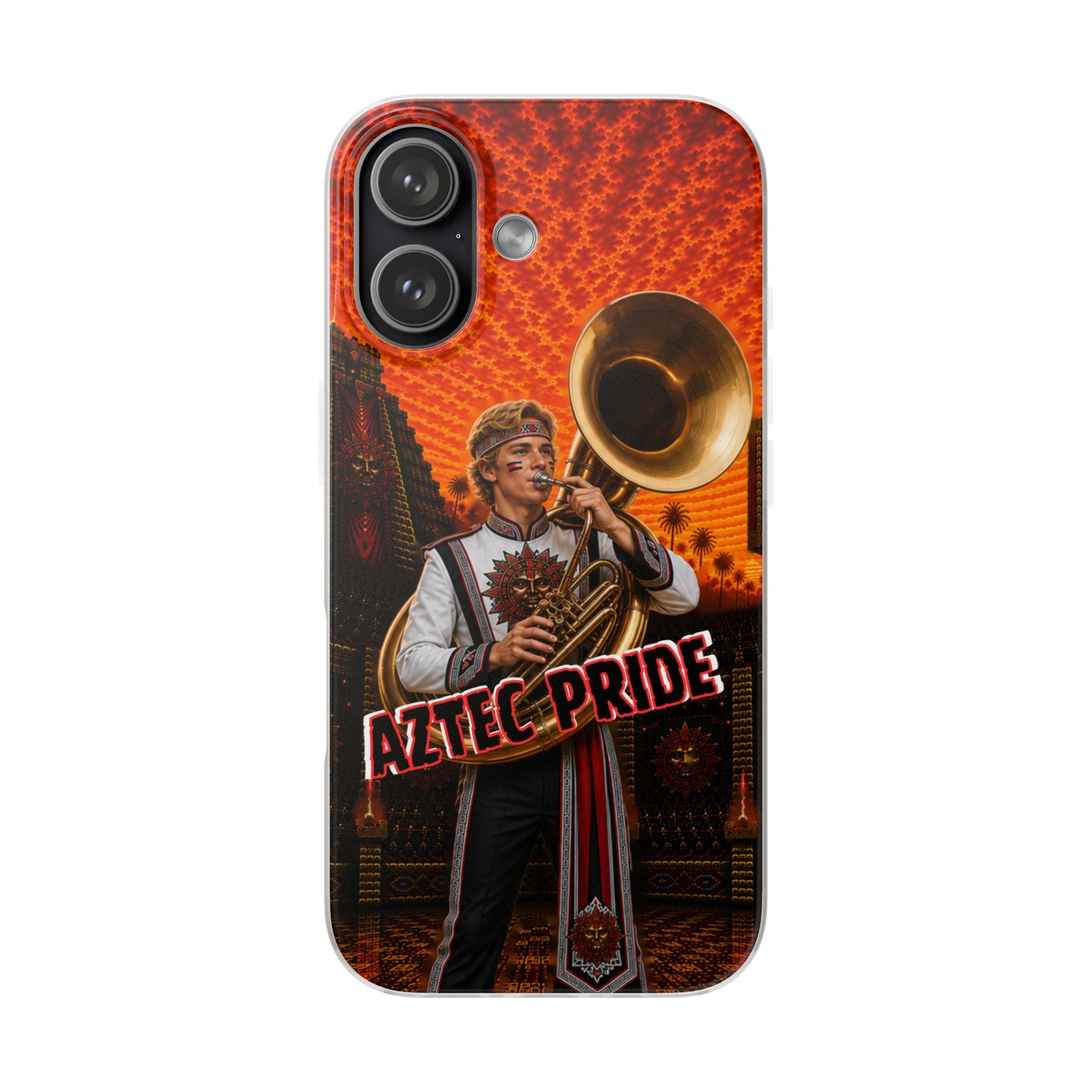 Aztec Band Warrior – Flexi Phone Case (iPhone & Samsung • Clear TPU • Made & Shipped in the USA • 🚚 FREE USA Shipping • Personalized Option)