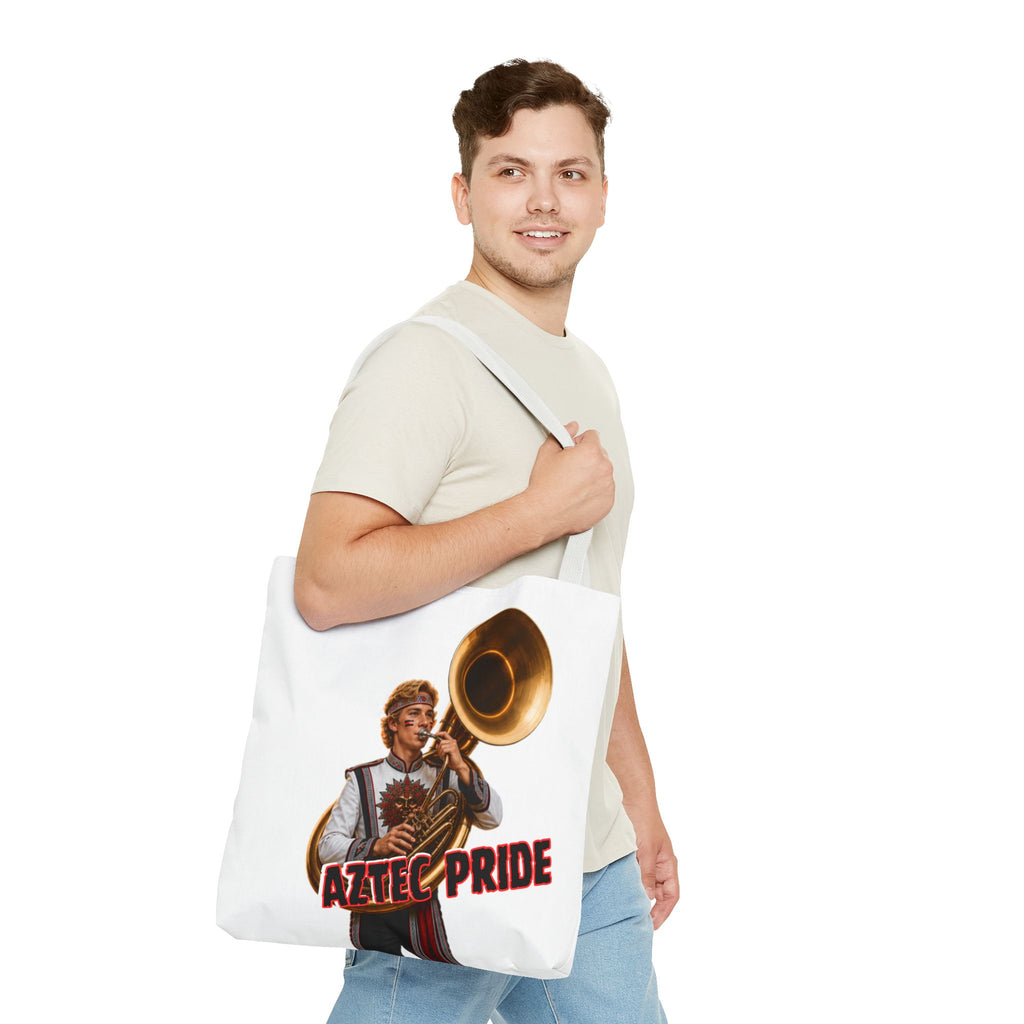 Aztec Band Warrior Tote Bag | Aztec-Inspired AI Art • Made & Shipped in the USA • 🚚 FREE USA Shipping • FREE Personalization