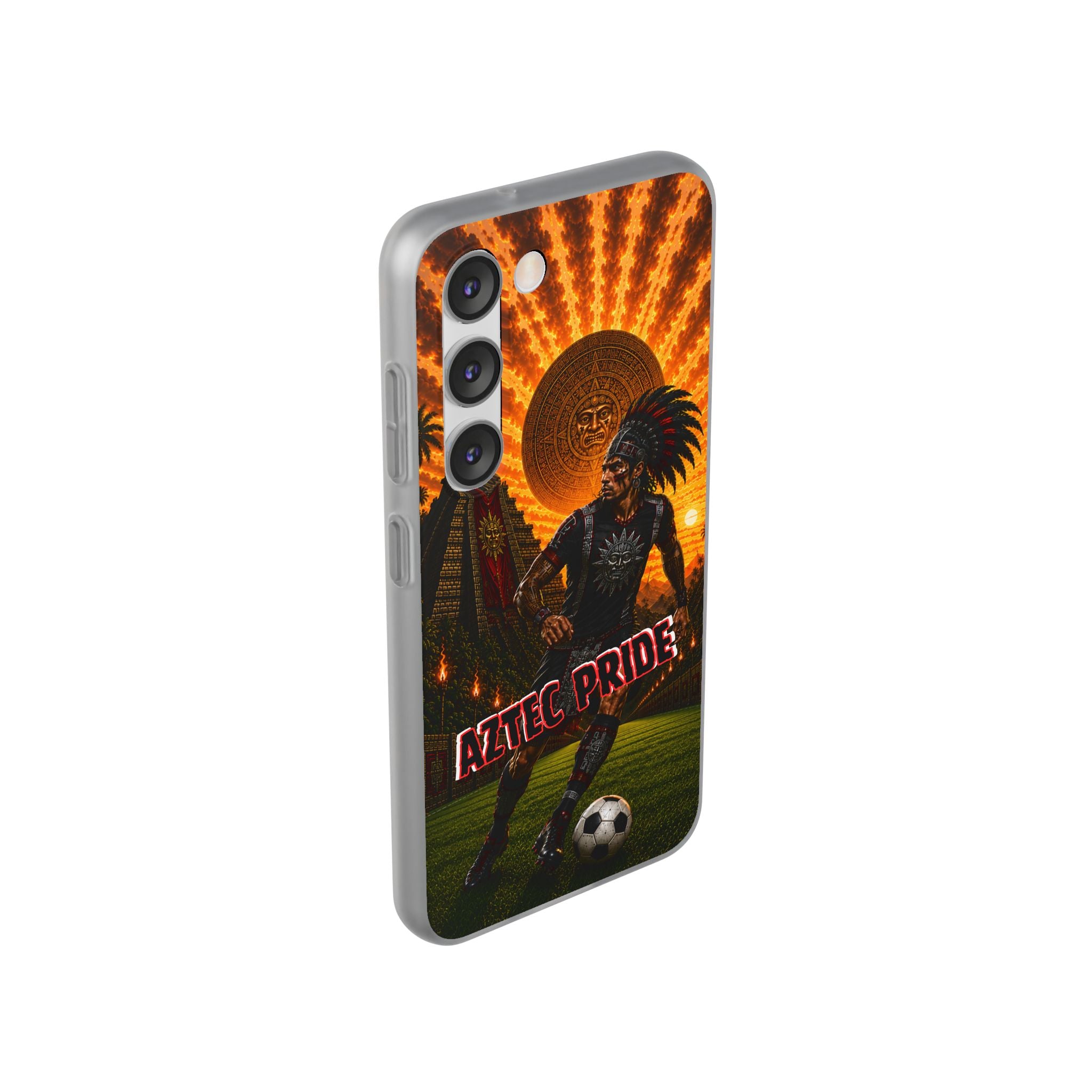 Aztec Soccer Male Warrior – Flexi Phone Case (iPhone & Samsung • Clear TPU • Made & Shipped in the USA • 🚚 FREE USA Shipping • Personalized Option)