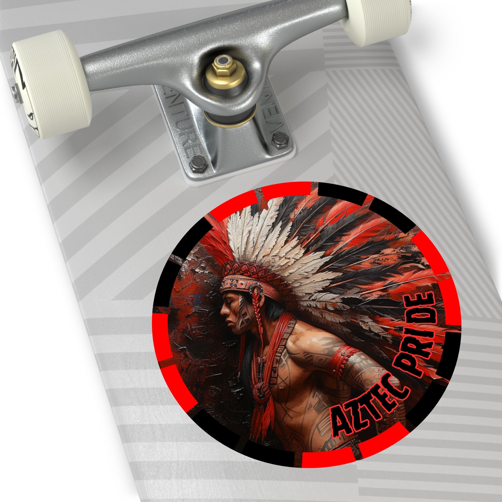 Aztec Noble Warrior Round Vinyl Sticker – Waterproof Matte Decal (2”–6”)