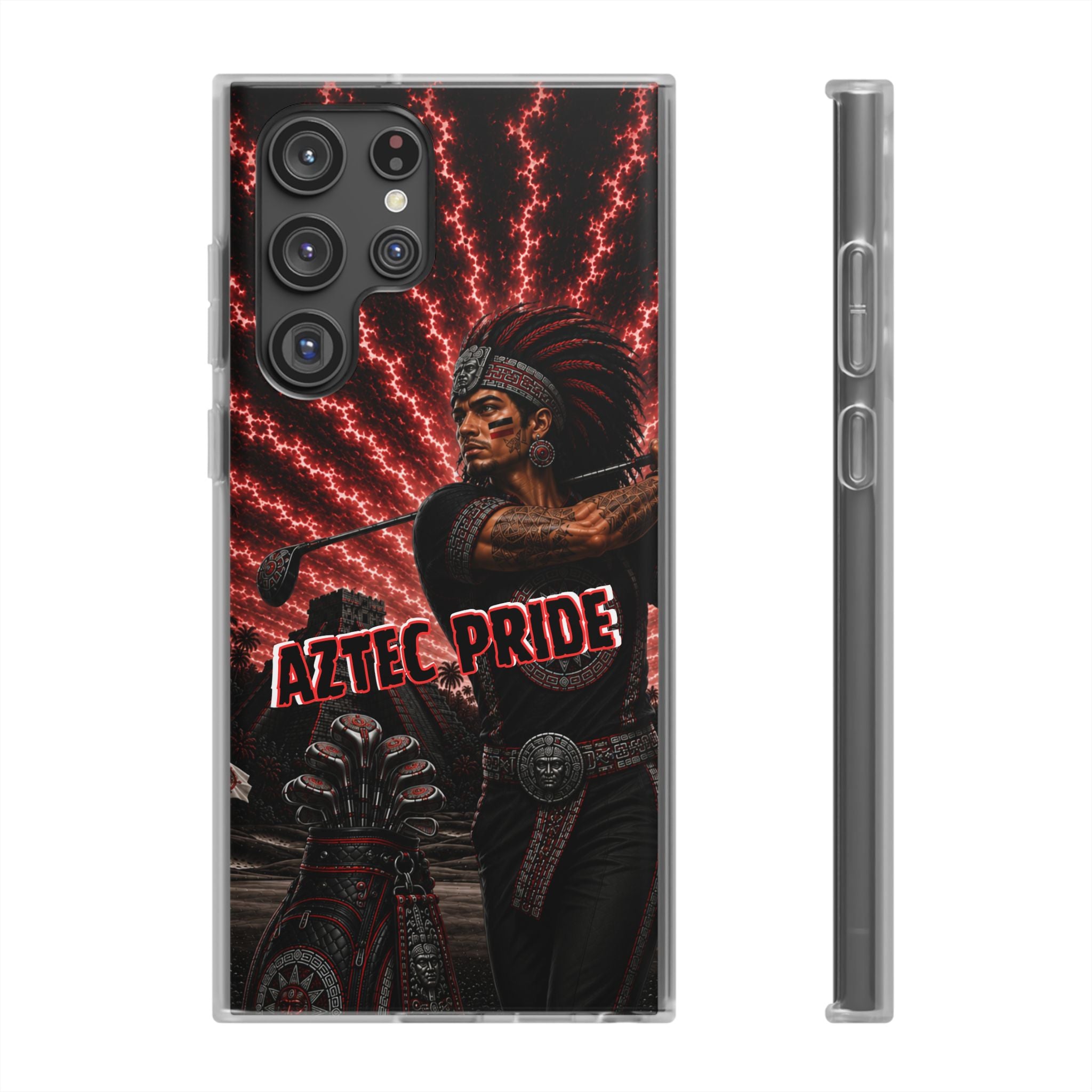 Aztec Golf Male Warrior – Flexi Phone Case (iPhone & Samsung • Clear TPU • Made & Shipped in the USA • 🚚 FREE USA Shipping • Personalized Option)