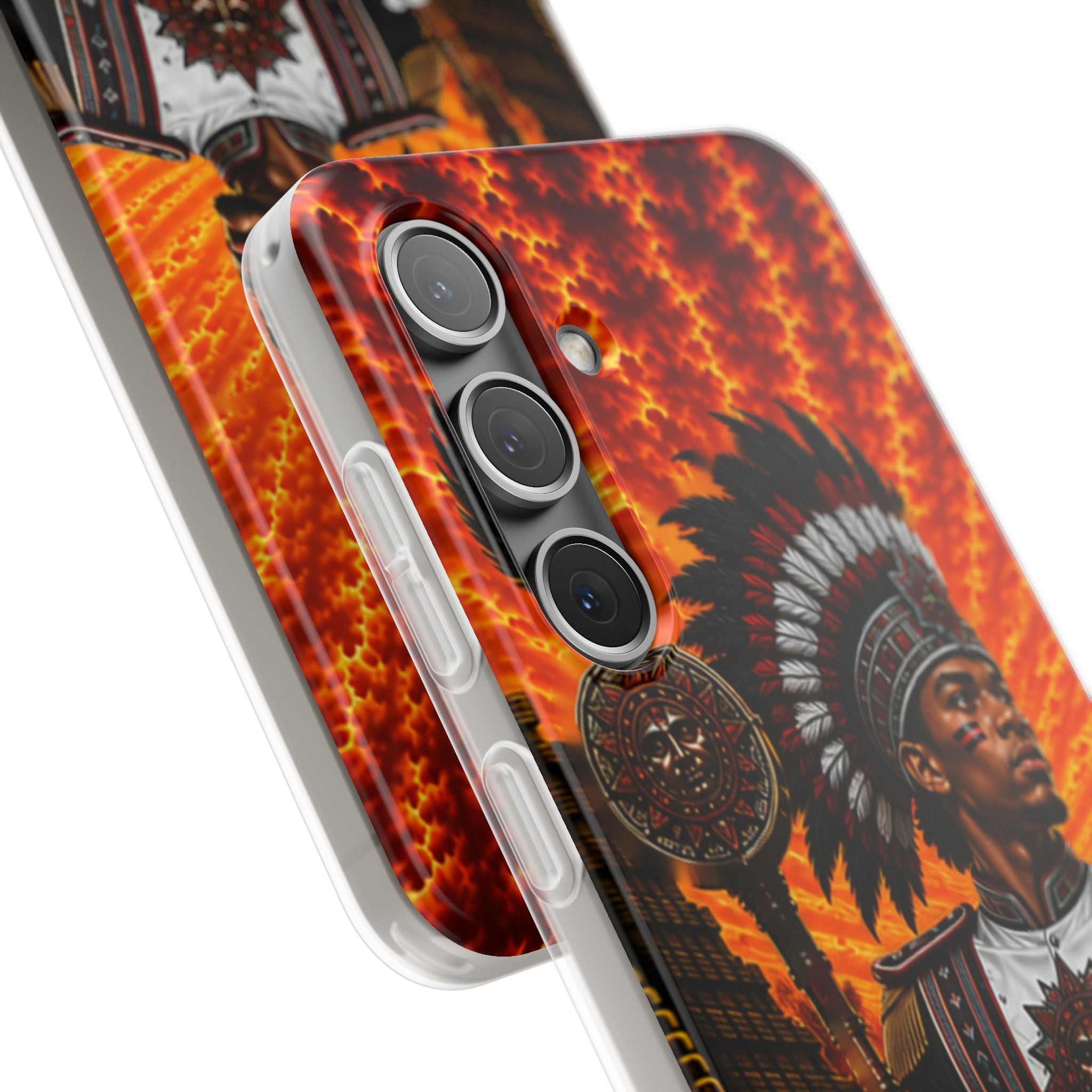 Aztec Drum Major Warrior – Flexi Phone Case (iPhone & Samsung • Clear TPU • Made & Shipped in the USA • 🚚 FREE USA Shipping • Personalized Option)