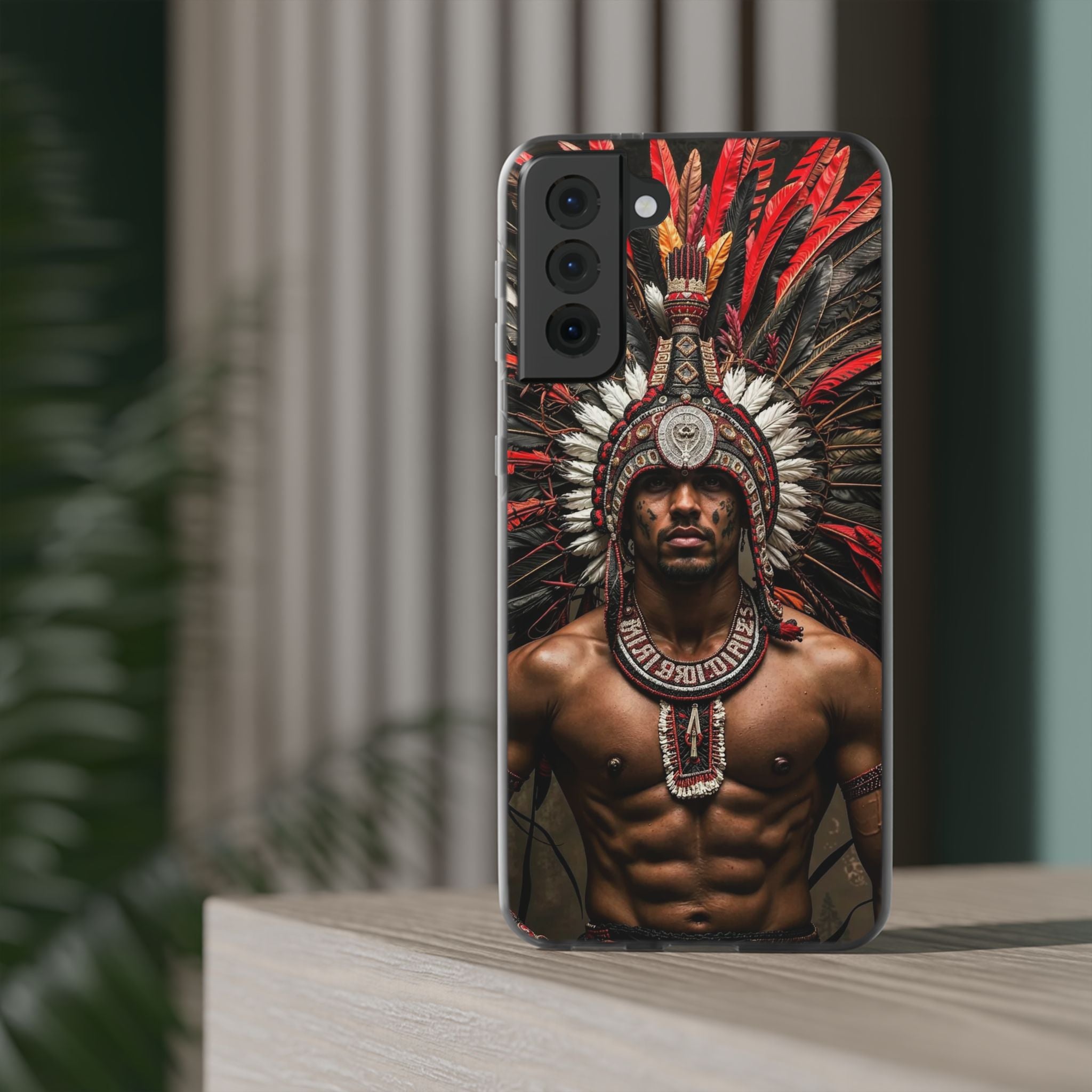 Aztec Warrior Eagle – Flexi Phone Case (iPhone & Samsung • Clear TPU • Made in USA • Personalized Option)