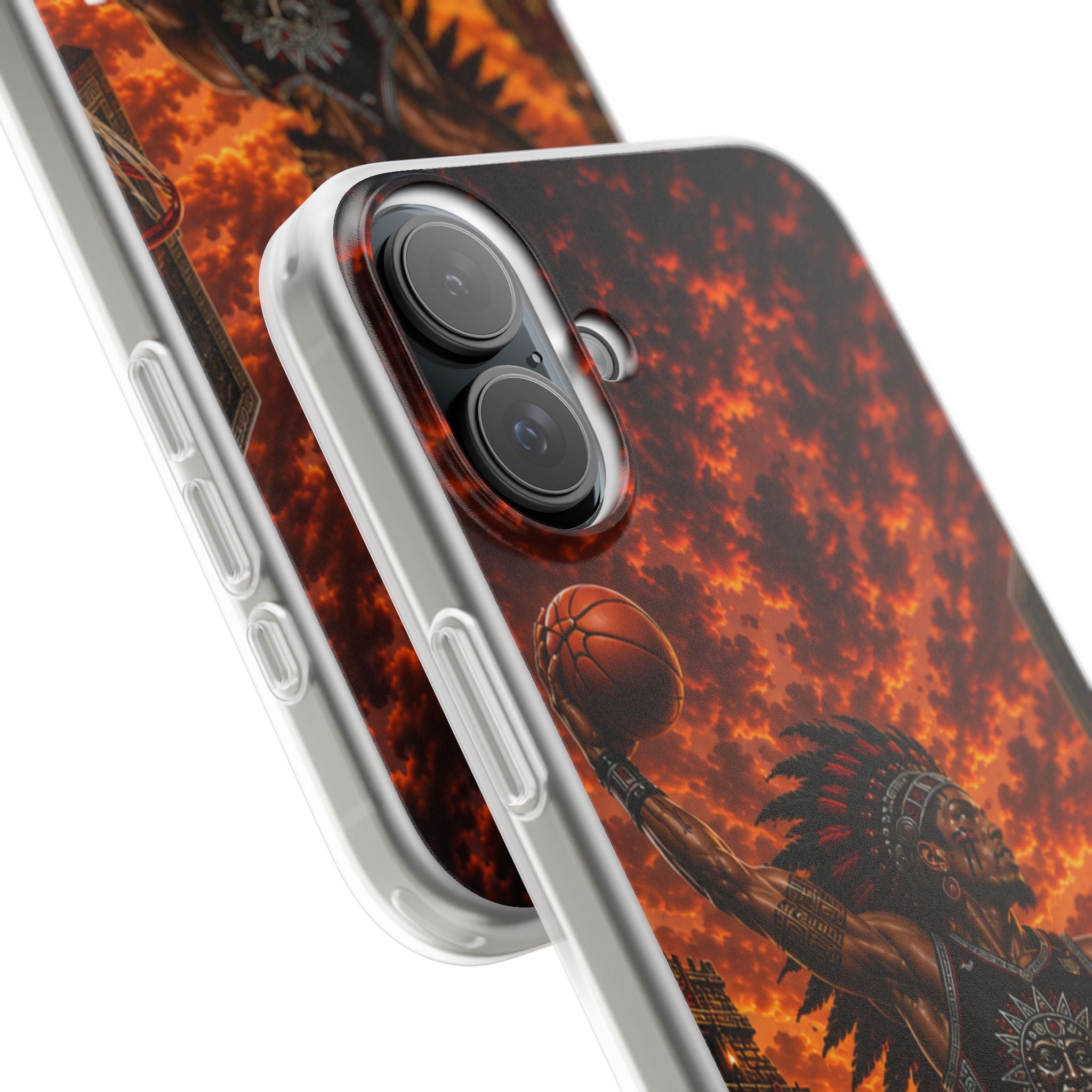 Aztec Basketball Male Warrior – Flexi Phone Case (iPhone & Samsung • Clear TPU • Made & Shipped in the USA • 🚚 FREE USA Shipping • Personalized Option)