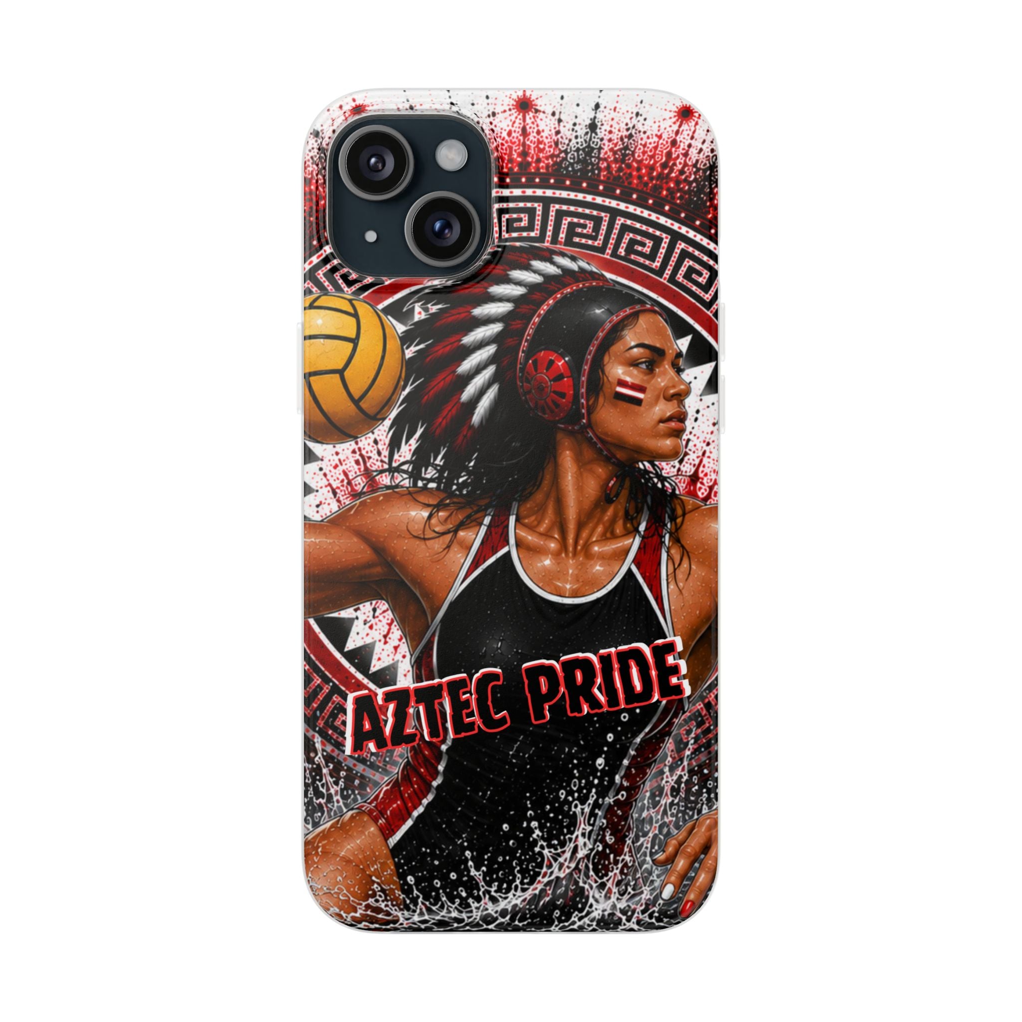 Aztec Water Polo Warrior – Flexi Phone Case (iPhone & Samsung • Clear TPU • Made in USA • Personalized Option)