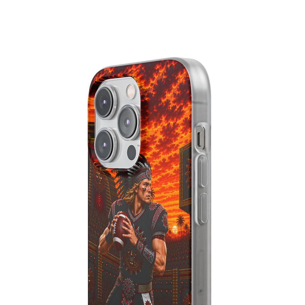 Aztec Football Warrior – Flexi Phone Case (iPhone & Samsung • Clear TPU • Made & Shipped in the USA • 🚚 FREE USA Shipping • Personalized Option)