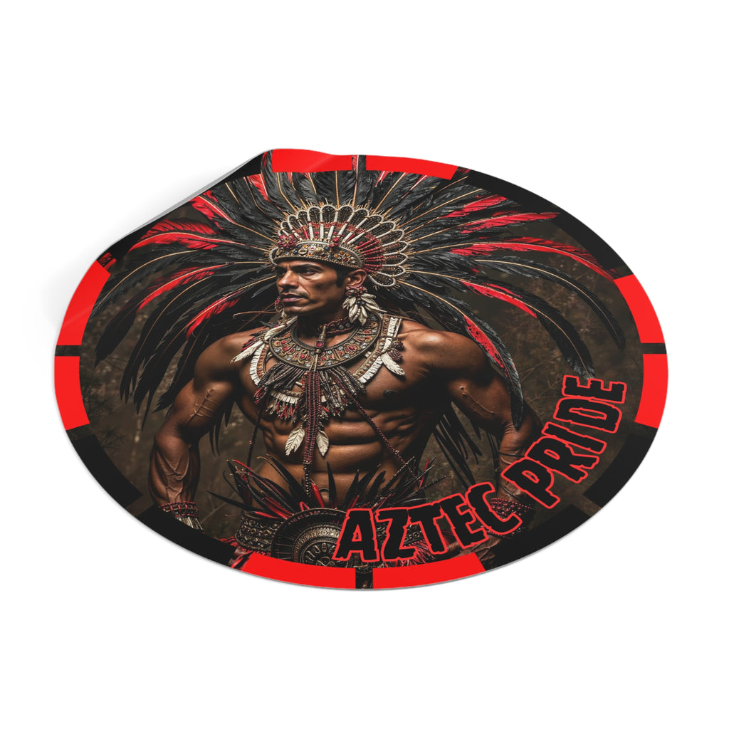 Aztec Sun Guardian Round Vinyl Sticker – Waterproof Matte Decal (2”–6”)