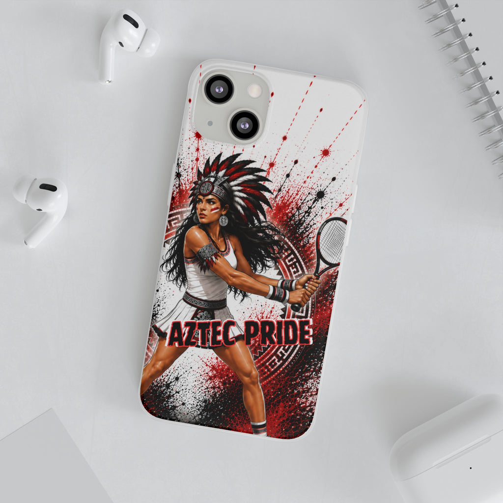 Aztec Tennis Female Warrior – Flexi Phone Case (iPhone & Samsung • Clear TPU • Made & Shipped in the USA • 🚚 FREE USA Shipping • Personalized Option)