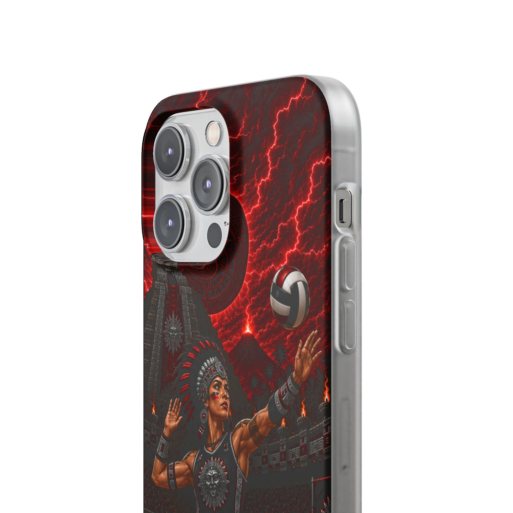 Aztec Volleyball Warrior – Flexi Phone Case (iPhone & Samsung • Clear TPU • Made & Shipped in the USA • 🚚 FREE USA Shipping • Personalized Option)