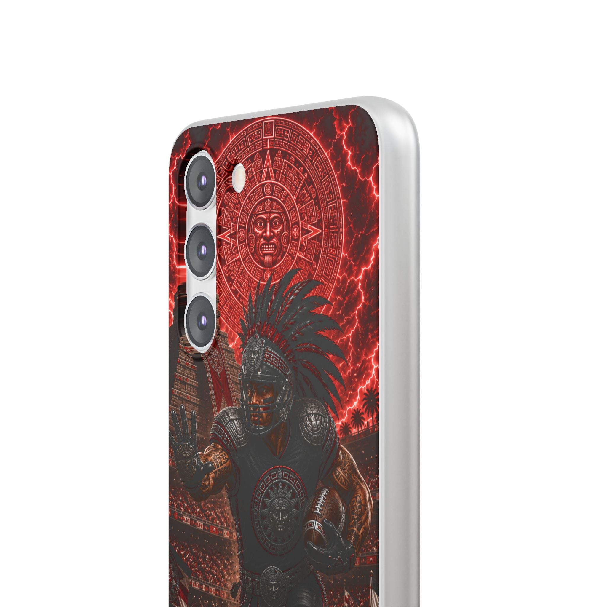 Aztec Football Warrior – Flexi Phone Case (iPhone & Samsung • Clear TPU • Made in USA • Personalized Option)