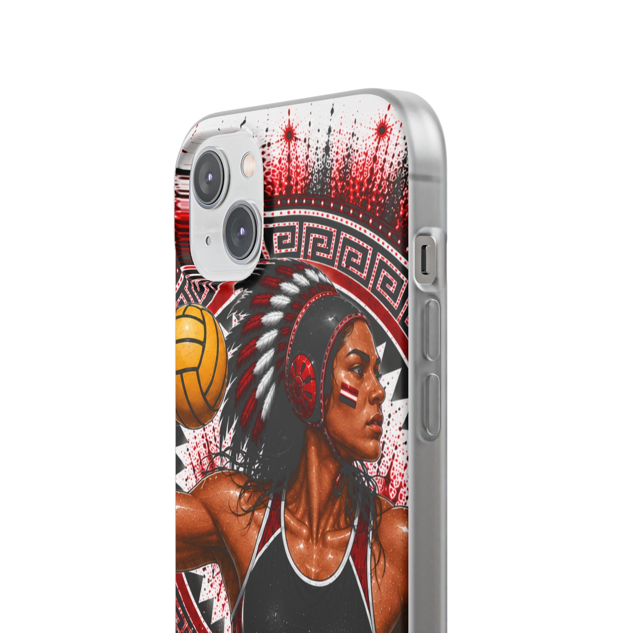 Aztec Water Polo Warrior – Flexi Phone Case (iPhone & Samsung • Clear TPU • Made in USA • Personalized Option)