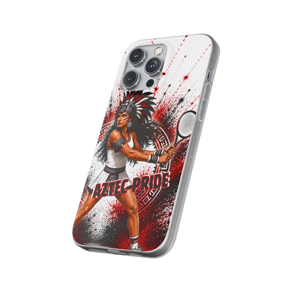 Aztec Tennis Female Warrior – Flexi Phone Case (iPhone & Samsung • Clear TPU • Made & Shipped in the USA • 🚚 FREE USA Shipping • Personalized Option)