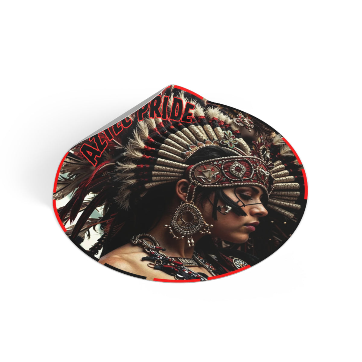 Aztec Goddess Spirit Round Vinyl Sticker – Waterproof Matte Decal (2”–6”)