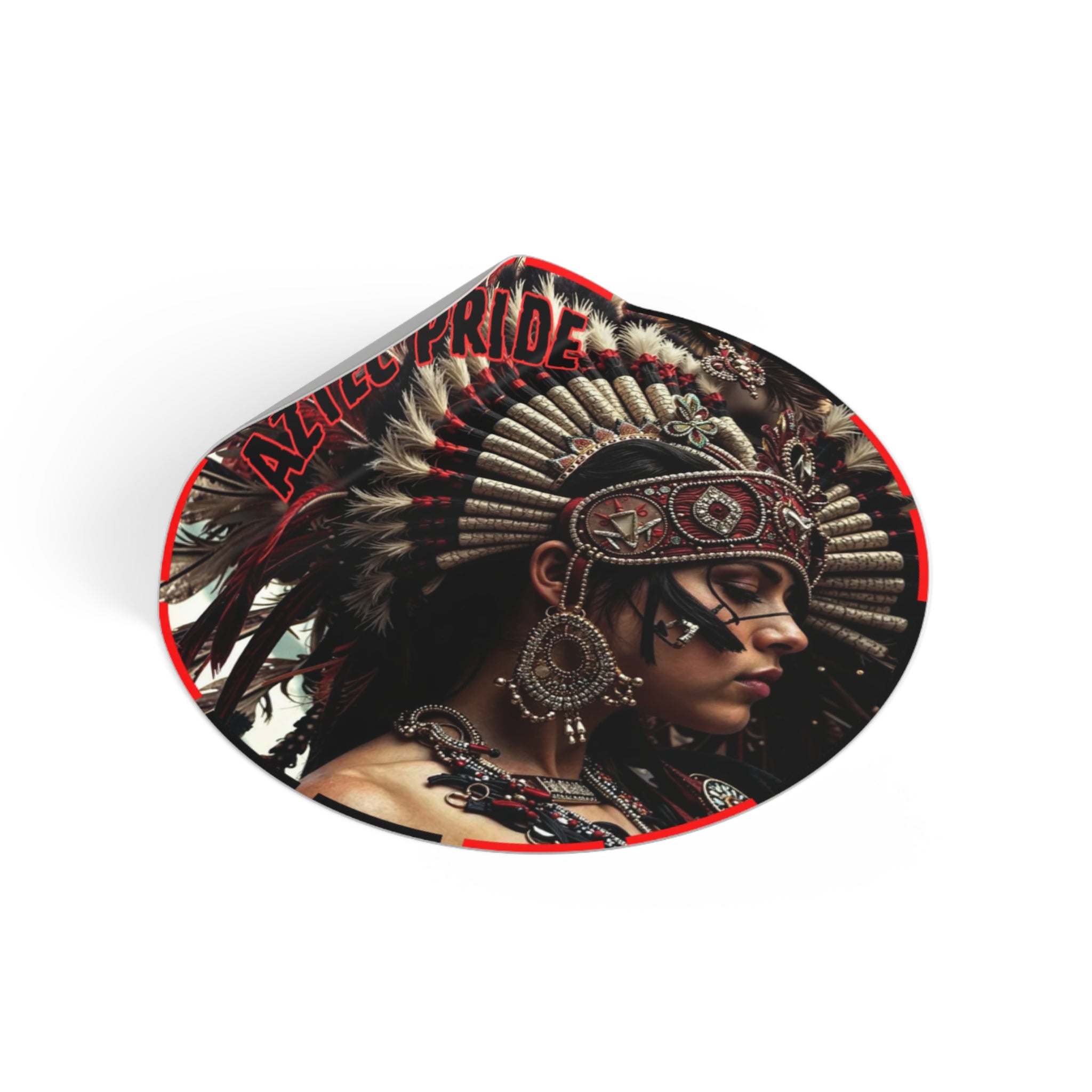 Aztec Goddess Spirit Round Vinyl Sticker – Waterproof Matte Decal (2”–6”)