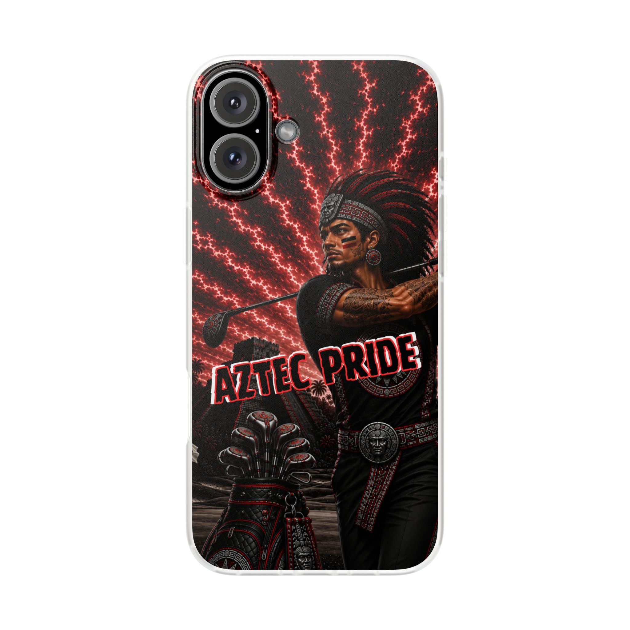 Aztec Golf Male Warrior – Flexi Phone Case (iPhone & Samsung • Clear TPU • Made & Shipped in the USA • 🚚 FREE USA Shipping • Personalized Option)