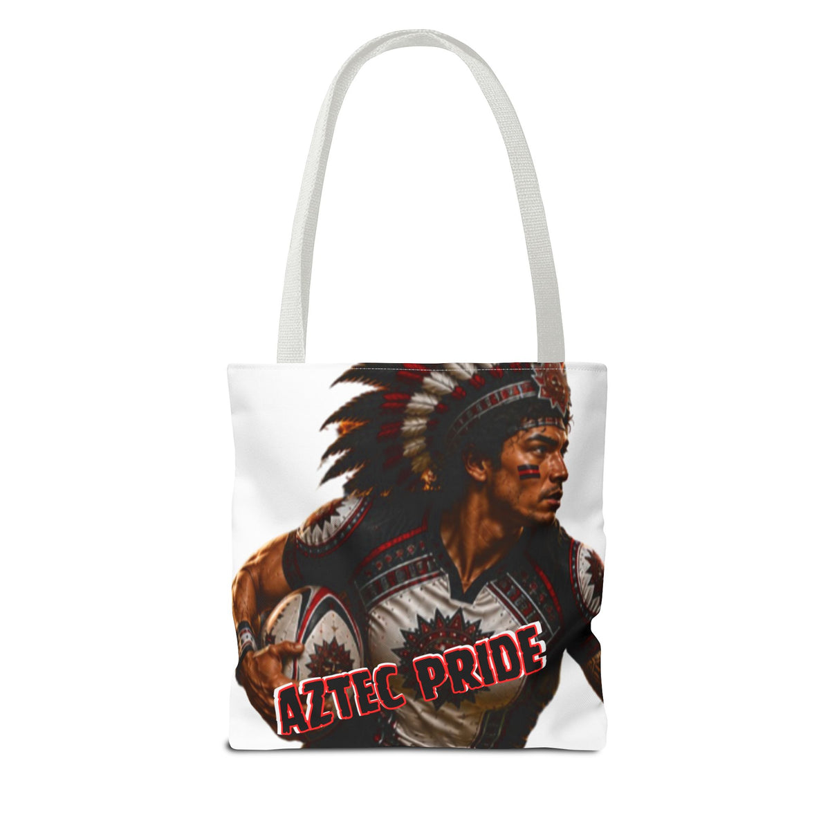 Aztec Rugby Male Warrior Tote Bag | Aztec-Inspired AI Art • Made & Shipped in the USA • 🚚 FREE USA Shipping • FREE Personalization