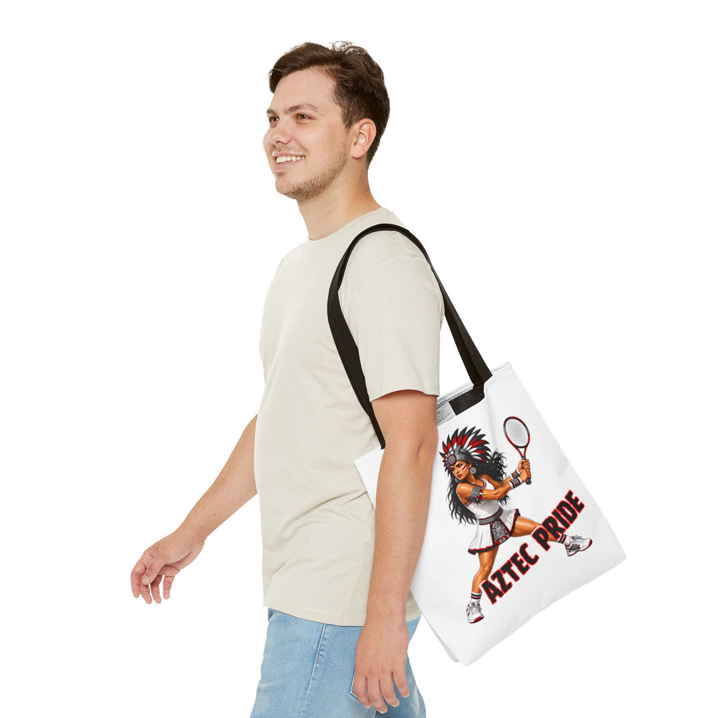 Aztec Tennis Female Warrior Tote Bag | Aztec-Inspired AI Art • Made & Shipped in the USA • 🚚 FREE USA Shipping • FREE Personalization