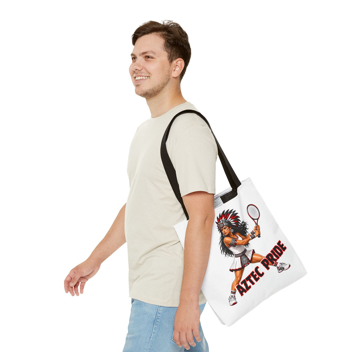 Aztec Tennis Female Warrior Tote Bag | Aztec-Inspired AI Art • Made & Shipped in the USA • 🚚 FREE USA Shipping • FREE Personalization