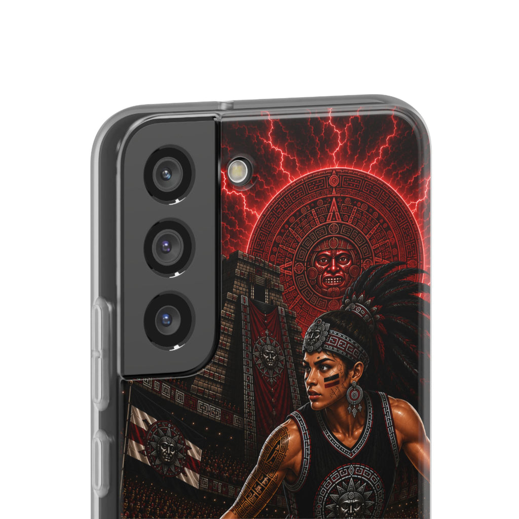 Aztec Basketball Female Warrior – Flexi Phone Case (iPhone & Samsung • Clear TPU • Made & Shipped in the USA • 🚚 FREE USA Shipping • Personalized Option)