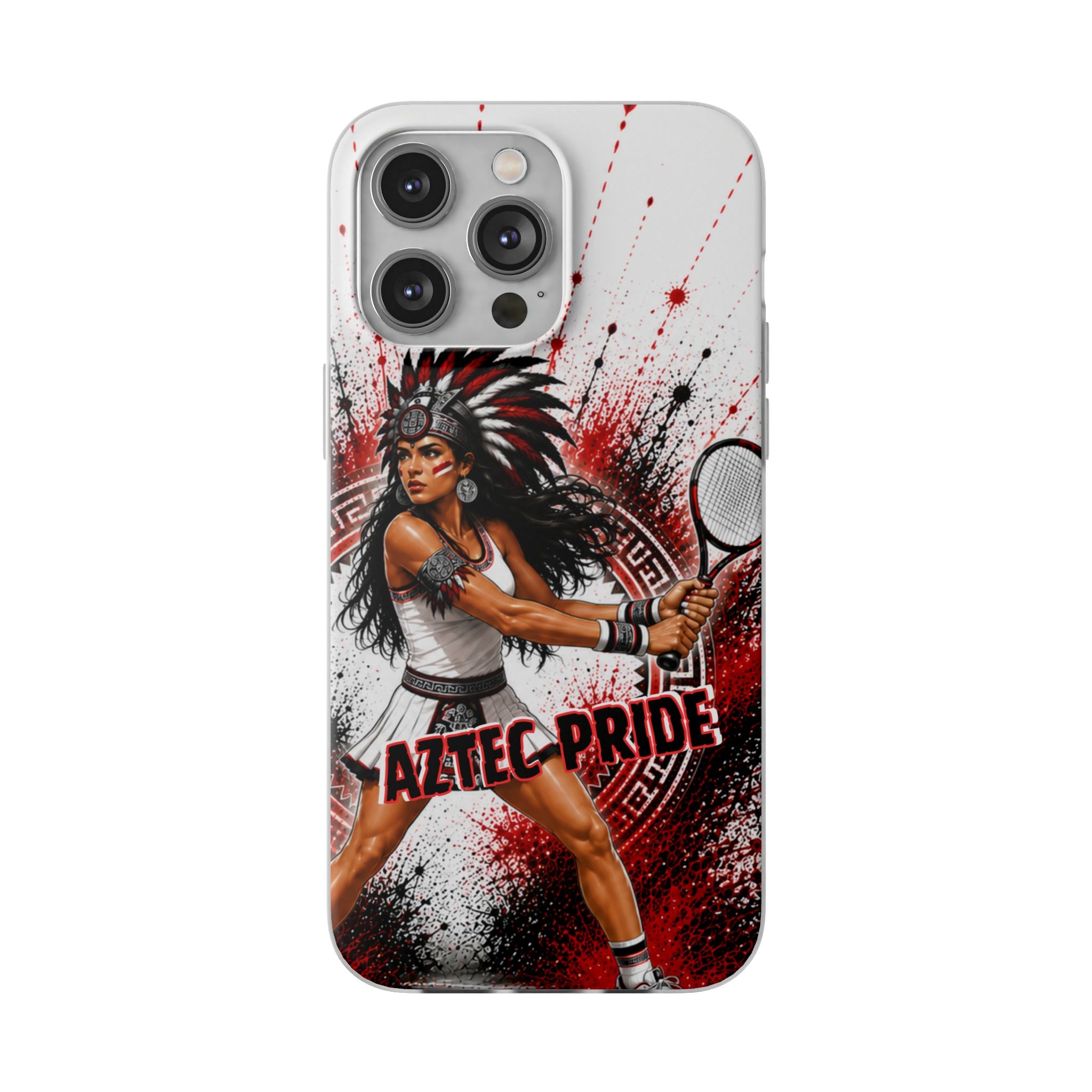 Aztec Tennis Female Warrior – Flexi Phone Case (iPhone & Samsung • Clear TPU • Made & Shipped in the USA • 🚚 FREE USA Shipping • Personalized Option)