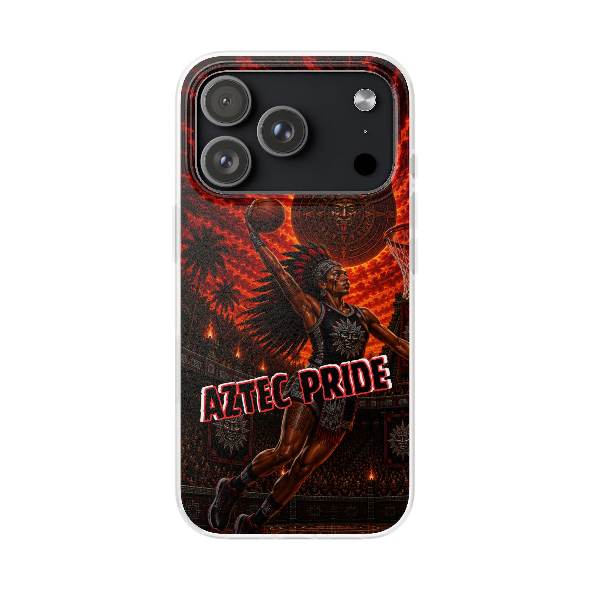 Aztec Basketball Female Warrior – Flexi Phone Case (iPhone & Samsung • Clear TPU • Made & Shipped in the USA • 🚚 FREE USA Shipping • Personalized Option)