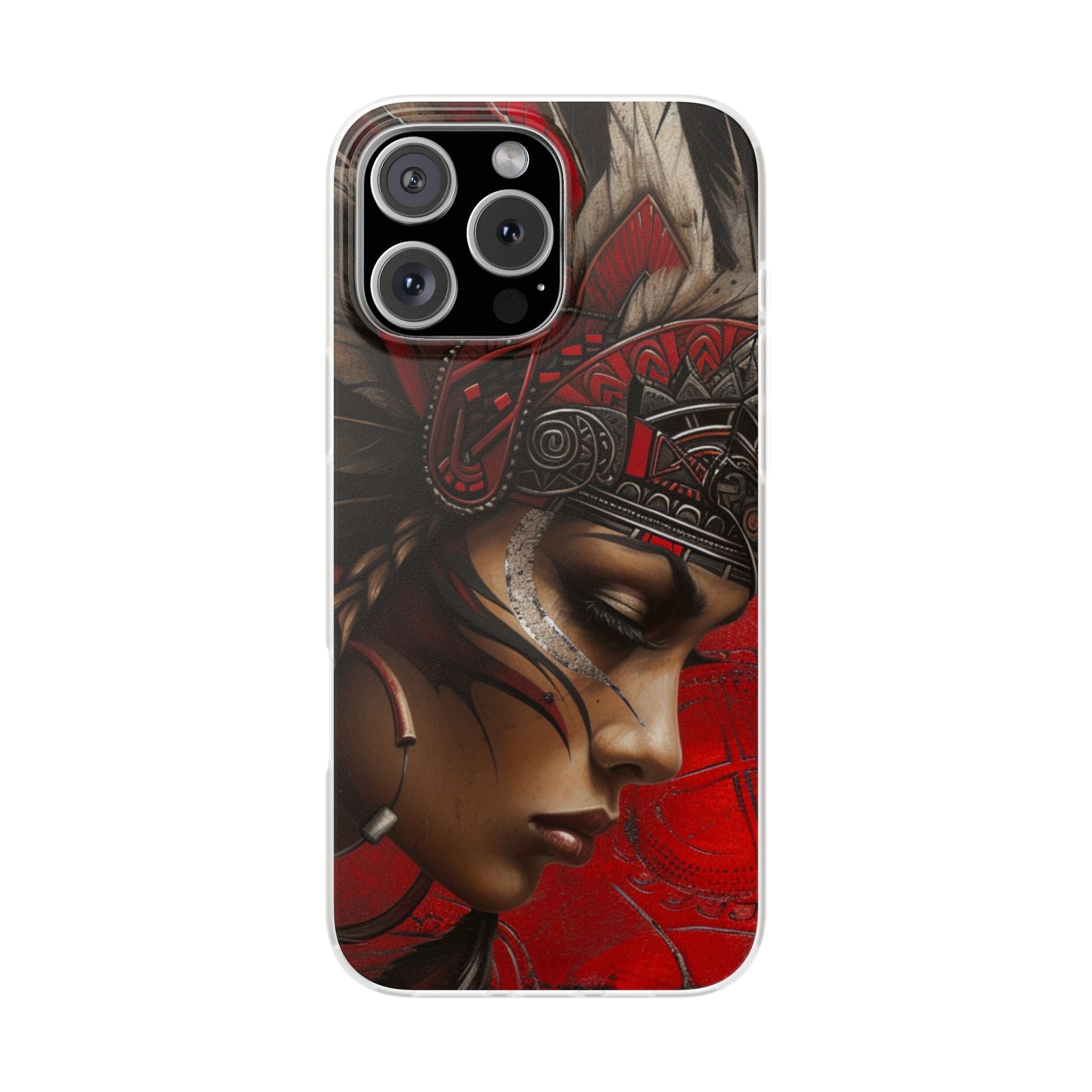 Aztec Sun Goddess – Flexi Phone Case (iPhone & Samsung • Clear TPU • Made in USA • Personalized Option)