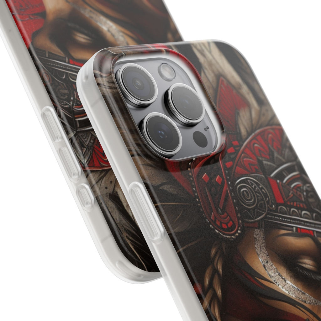 Aztec Sun Goddess – Flexi Phone Case (iPhone & Samsung • Clear TPU • Made in USA • Personalized Option)