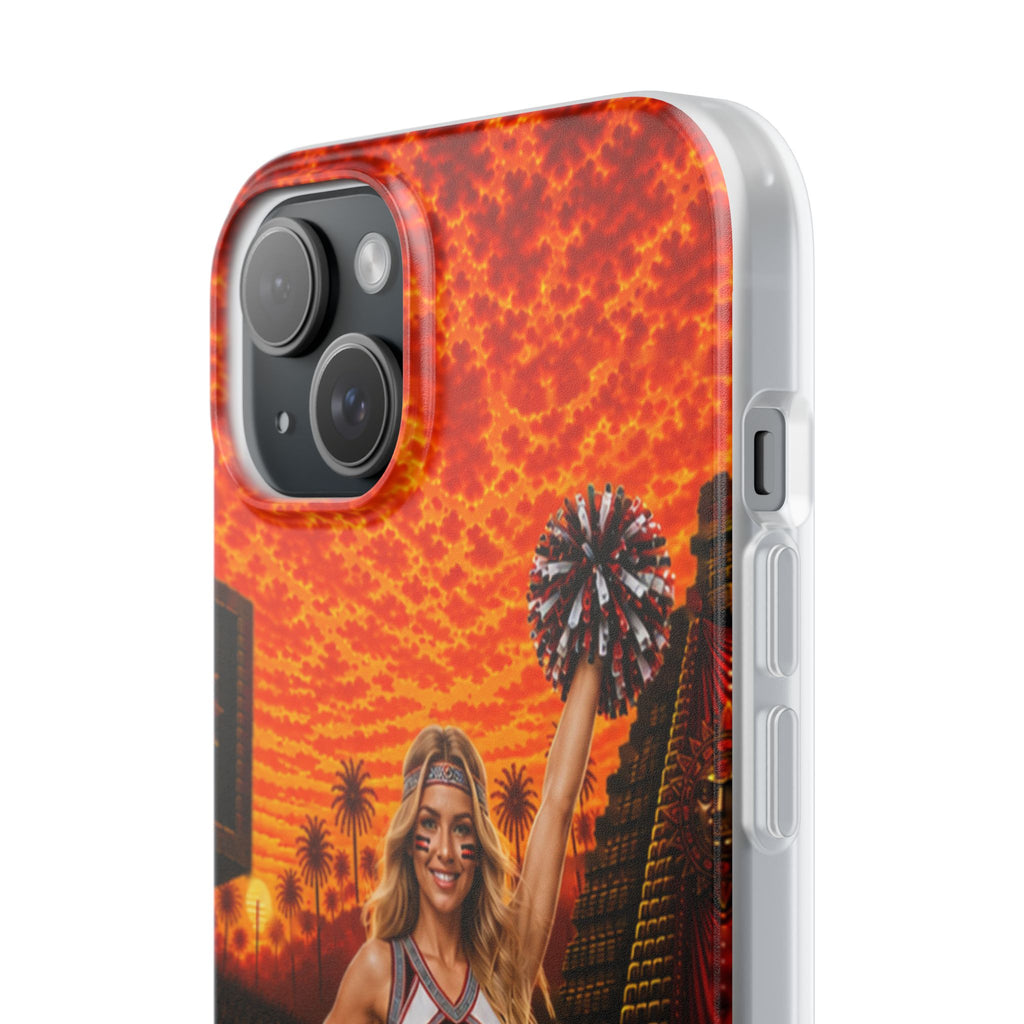 Aztec Cheerleader Warrior – Flexi Phone Case (iPhone & Samsung • Clear TPU • Made & Shipped in the USA • 🚚 FREE USA Shipping • Personalized Option)