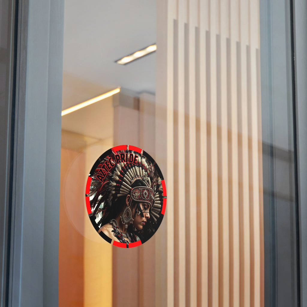 Aztec Goddess Spirit Round Vinyl Sticker – Waterproof Matte Decal (2”–6”)
