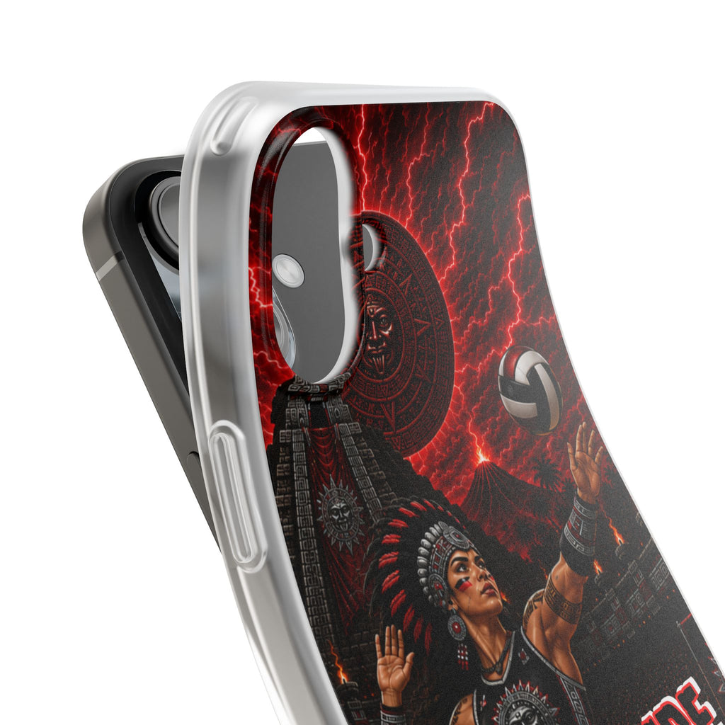 Aztec Volleyball Warrior – Flexi Phone Case (iPhone & Samsung • Clear TPU • Made & Shipped in the USA • 🚚 FREE USA Shipping • Personalized Option)