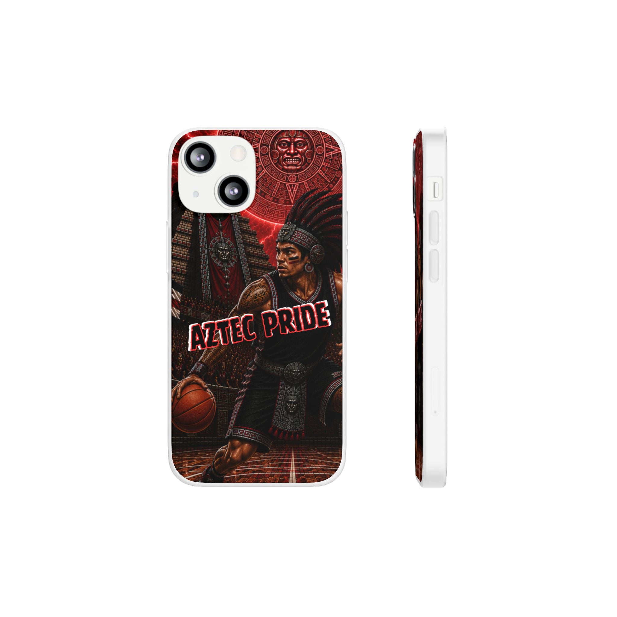 Aztec Basketall Warrior – Flexi Phone Case (iPhone & Samsung • Clear TPU • Made & Shipped in the USA • 🚚 FREE USA Shipping • Personalized Option)