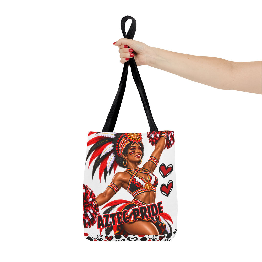 Aztec Cheerleader Warrior Tote Bag | Aztec-Inspired AI Art • Made & Shipped in the USA • 🚚 FREE USA Shipping • FREE Personalization
