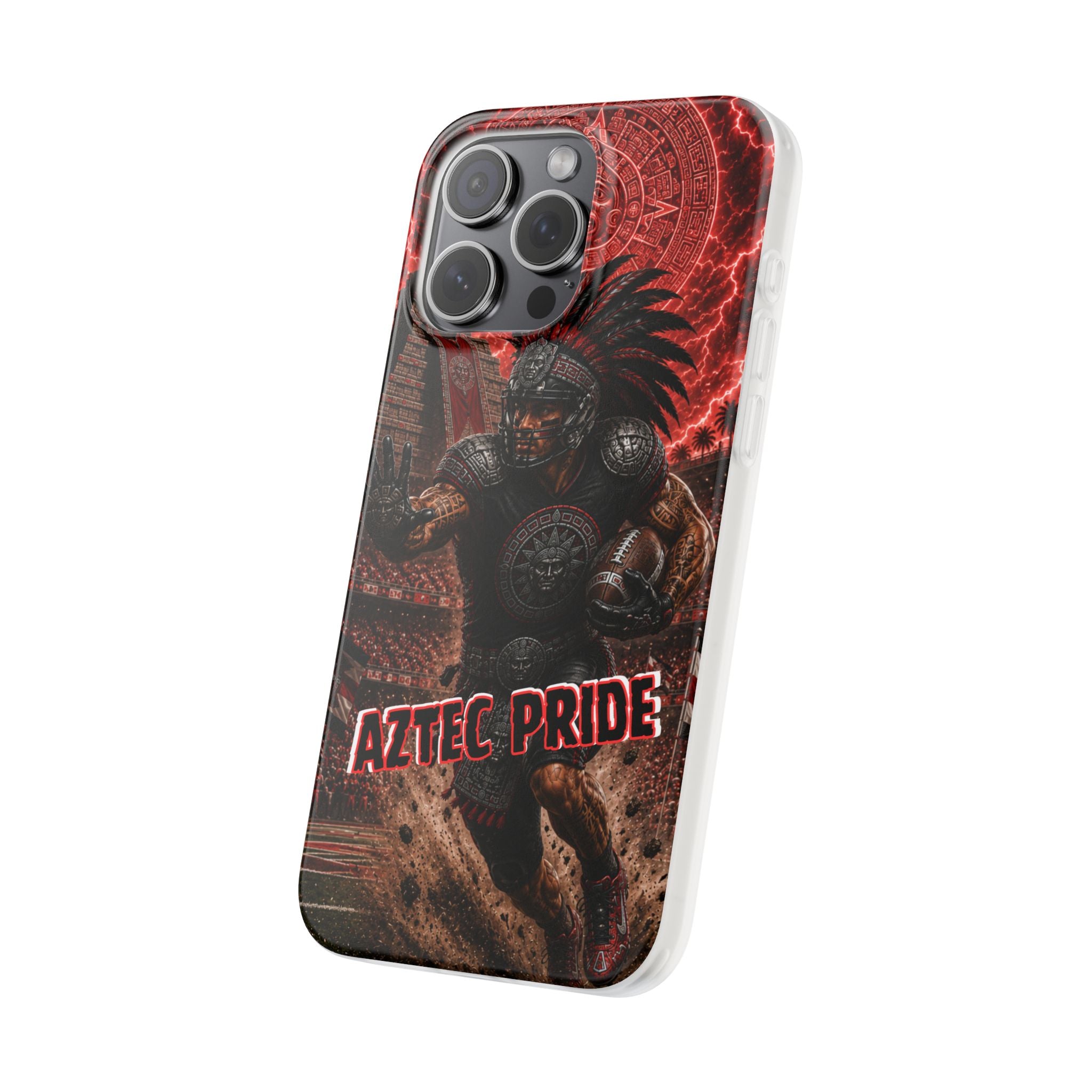 Aztec Football Warrior – Flexi Phone Case (iPhone & Samsung • Clear TPU • Made in USA • Personalized Option)
